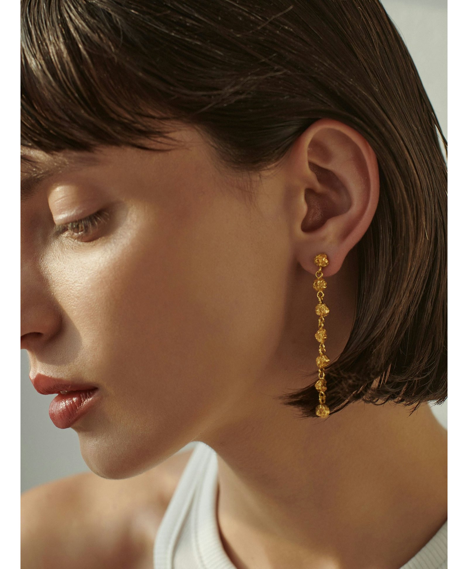 Archaic Long Earrings Gold in Gold made by Eva Remenyi