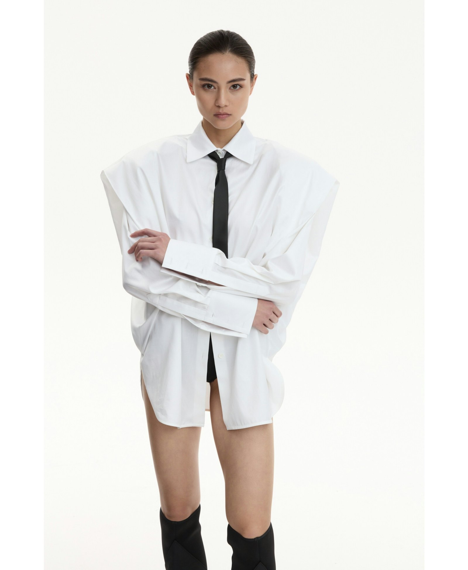 Shirt With Wide Shoulders White made by YAVORSKA