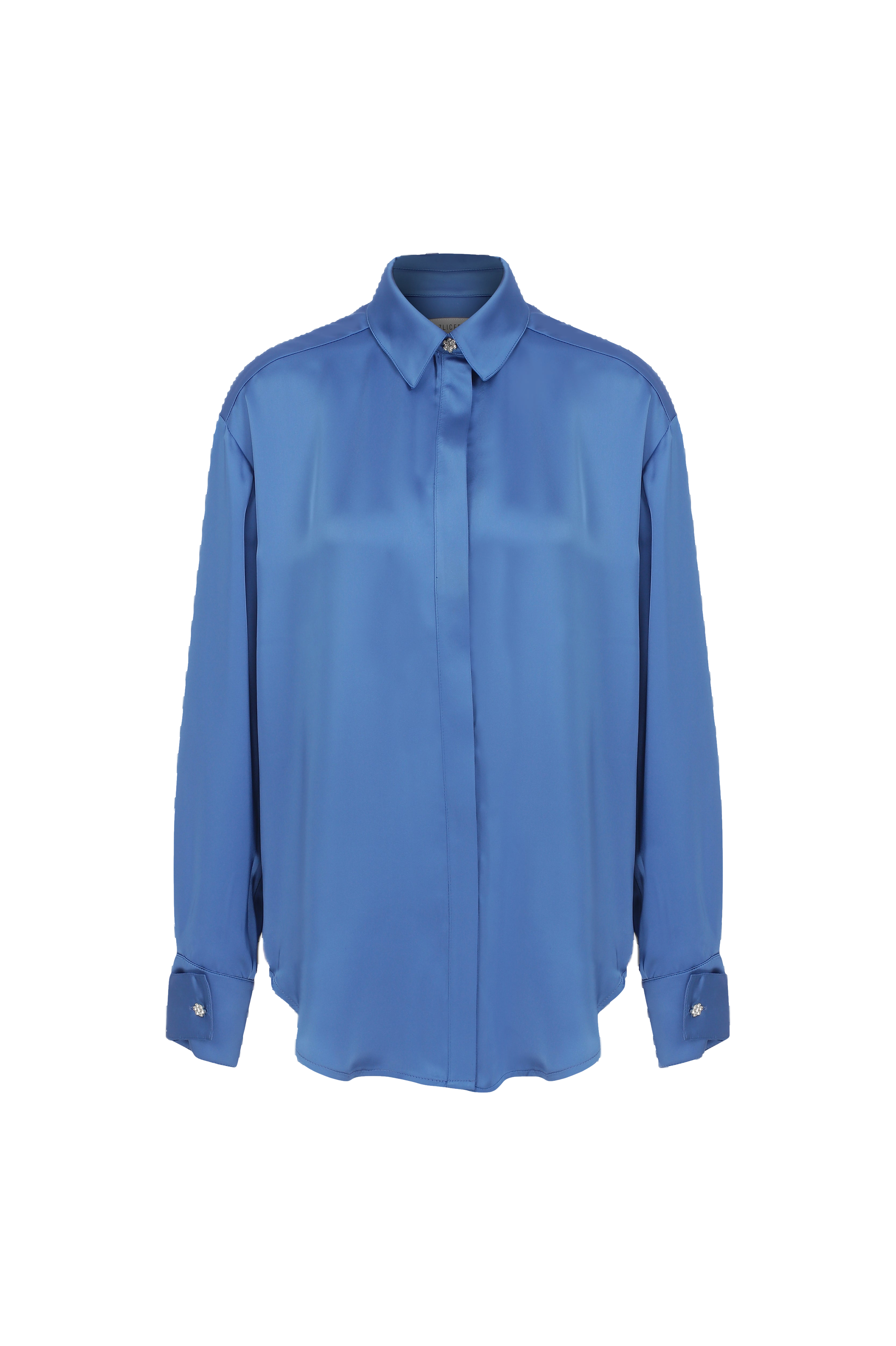 Nazli Ceren Ravenna Satin Shirt In French Blue