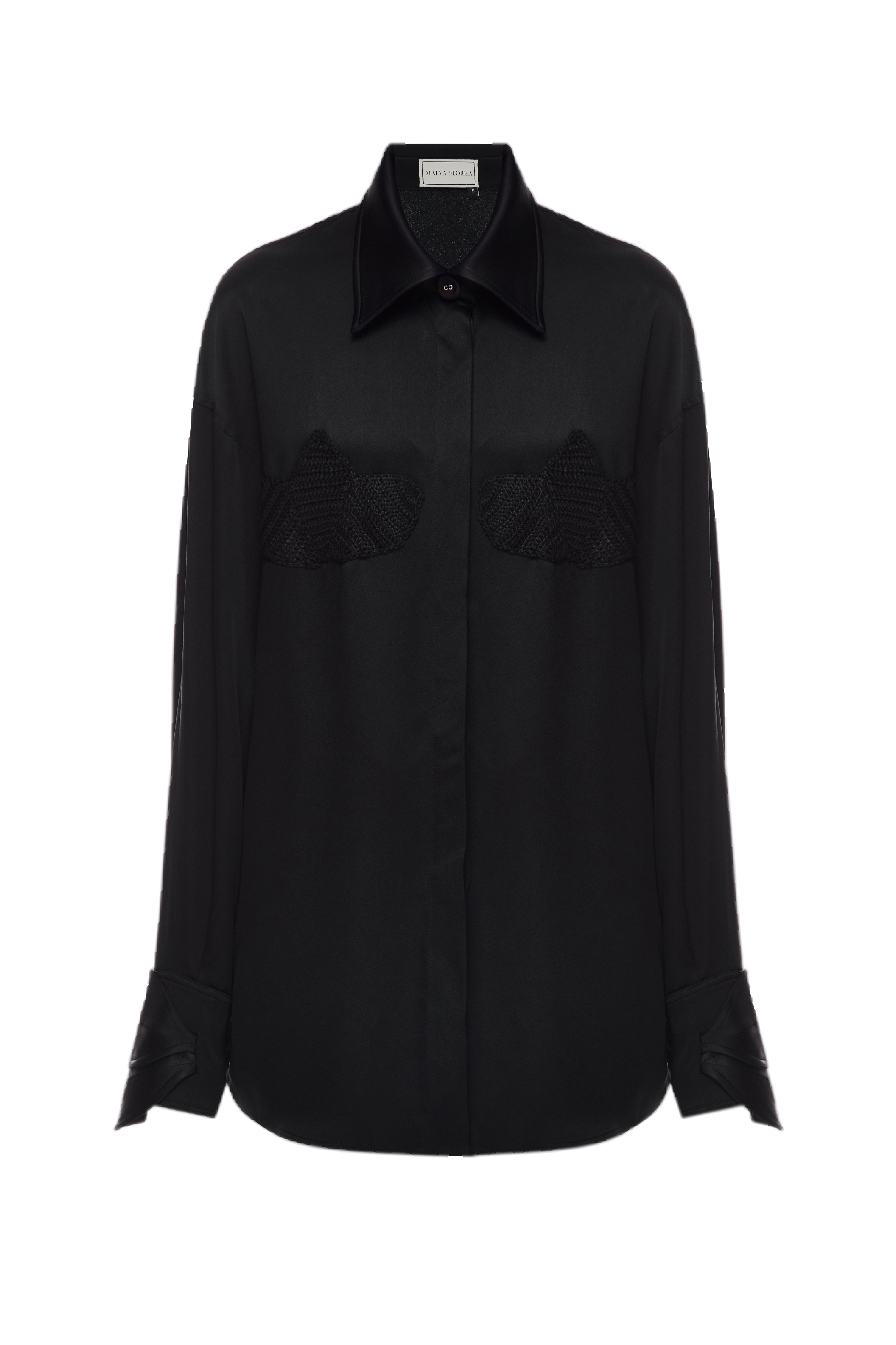 Malva Florea Macrame Shirt In Black