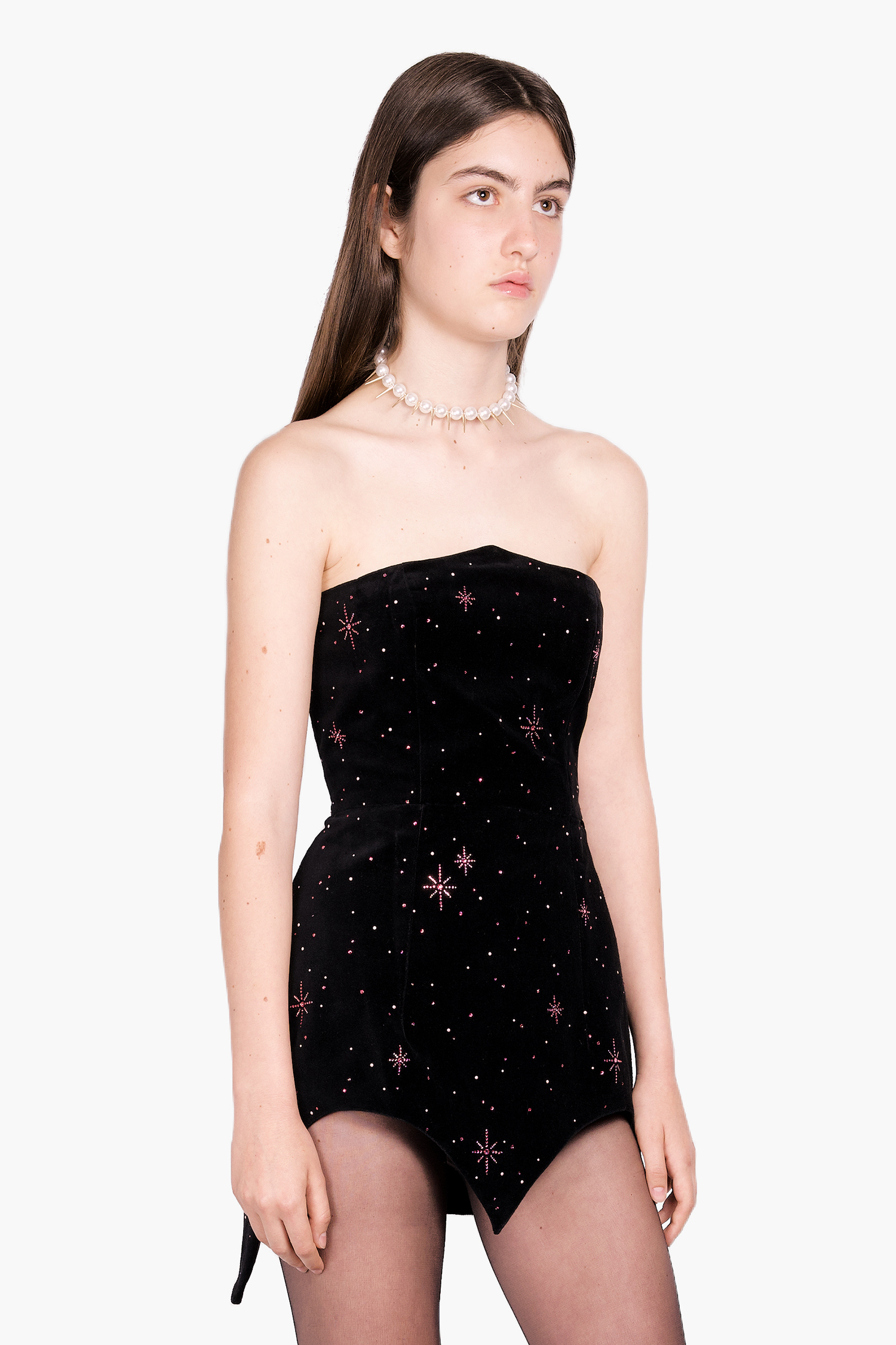 Shop Compte Spain ©swarovski Starry Night Crystals Velvet Mini Dress