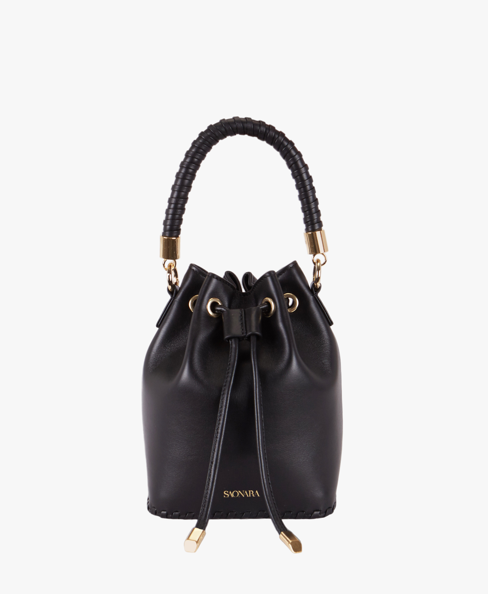 SAONARA MINI BUCKET BLACK PIEL made by Saonara