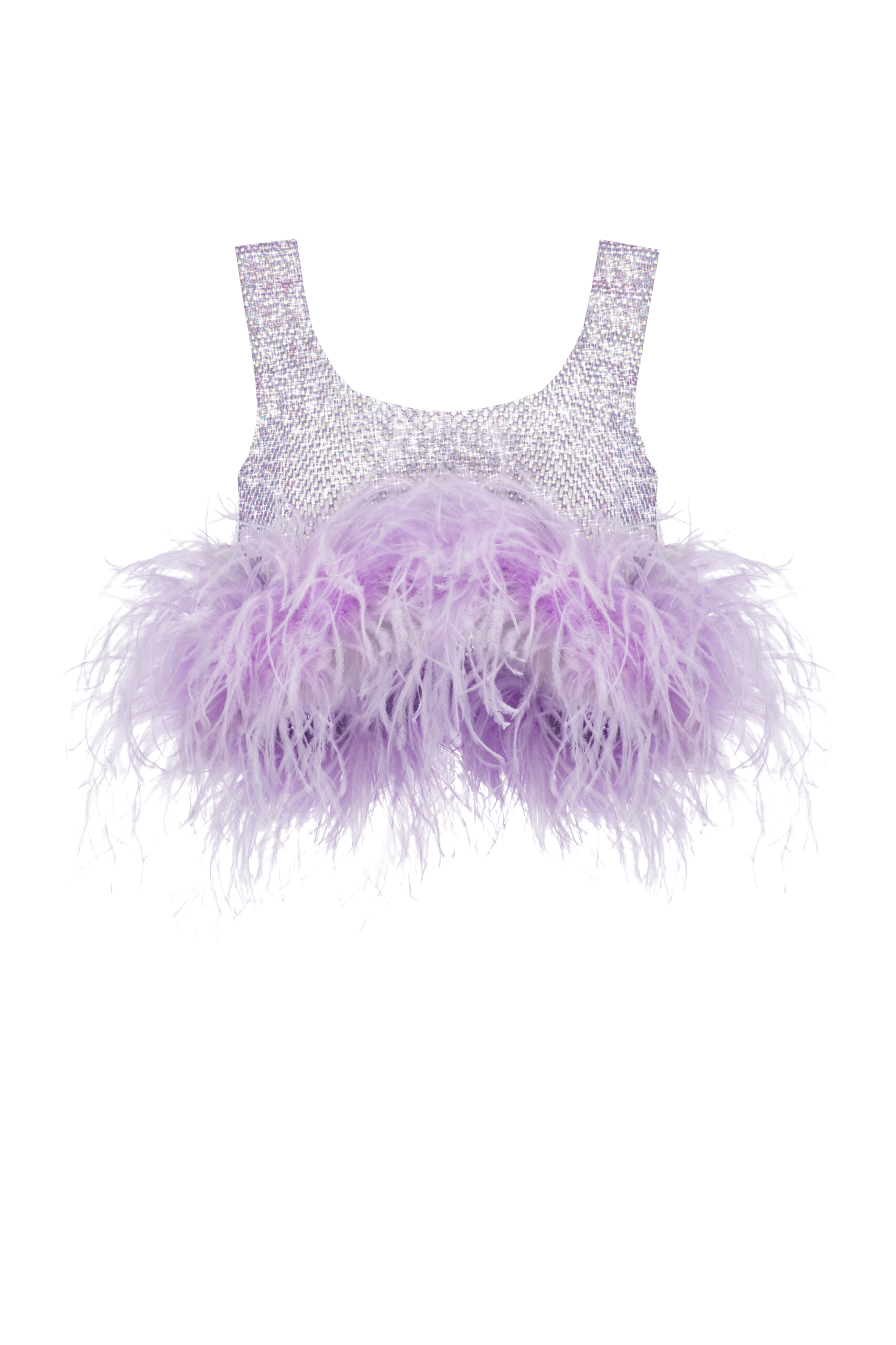 Santa Brands Purple Crop Top With Feathers