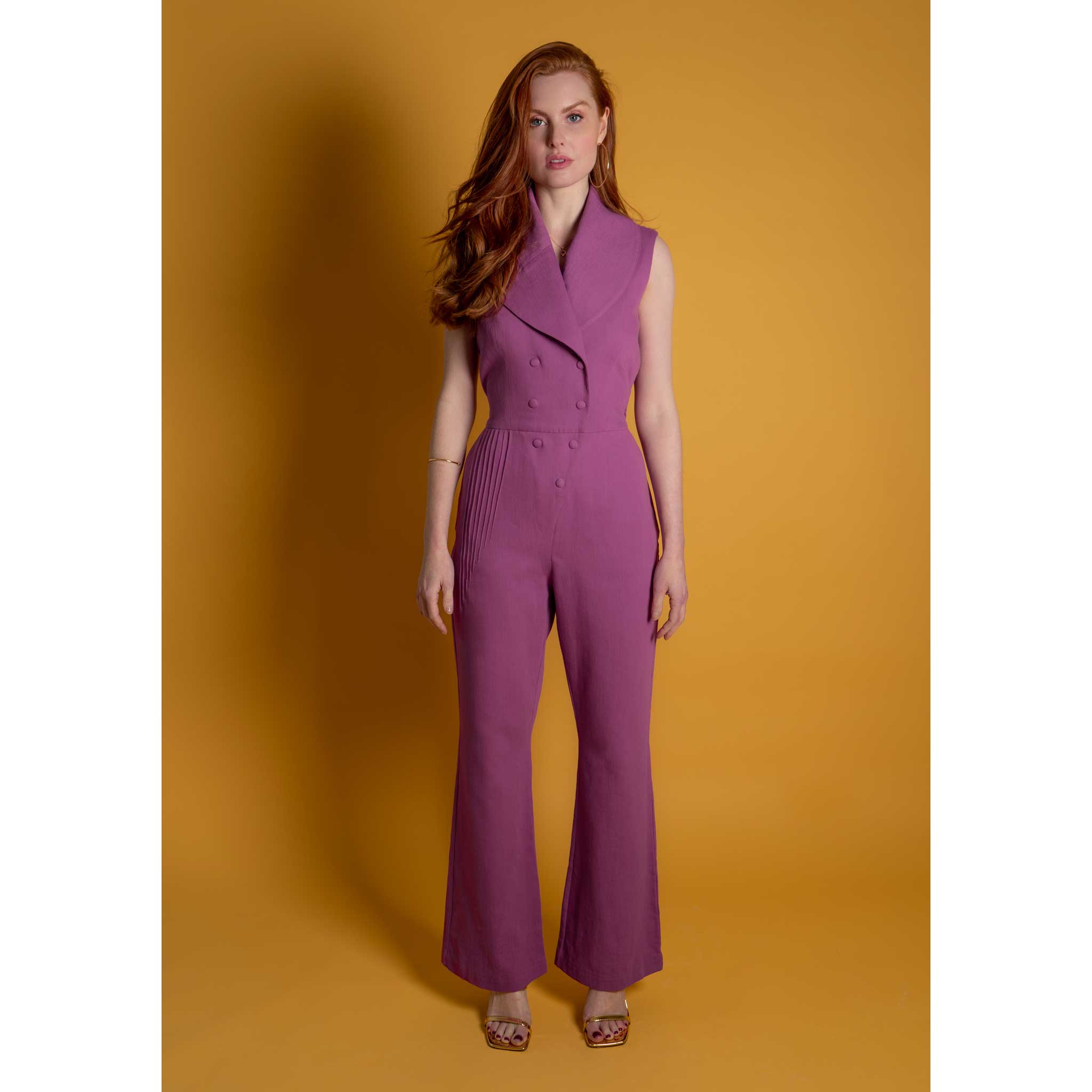 Xssential Oversized Cinched Hooded Jumpsuit in Purple