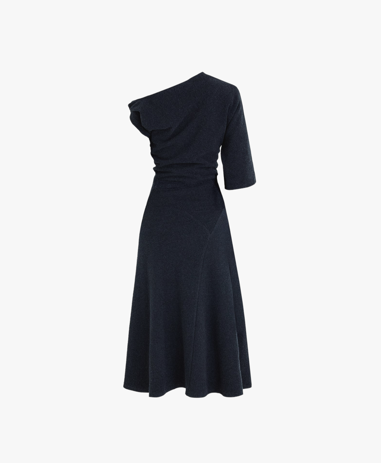 FLEECE ASYMMETRICAL STRUCTURED KNITTED WOOL DRESS made by YIBRI