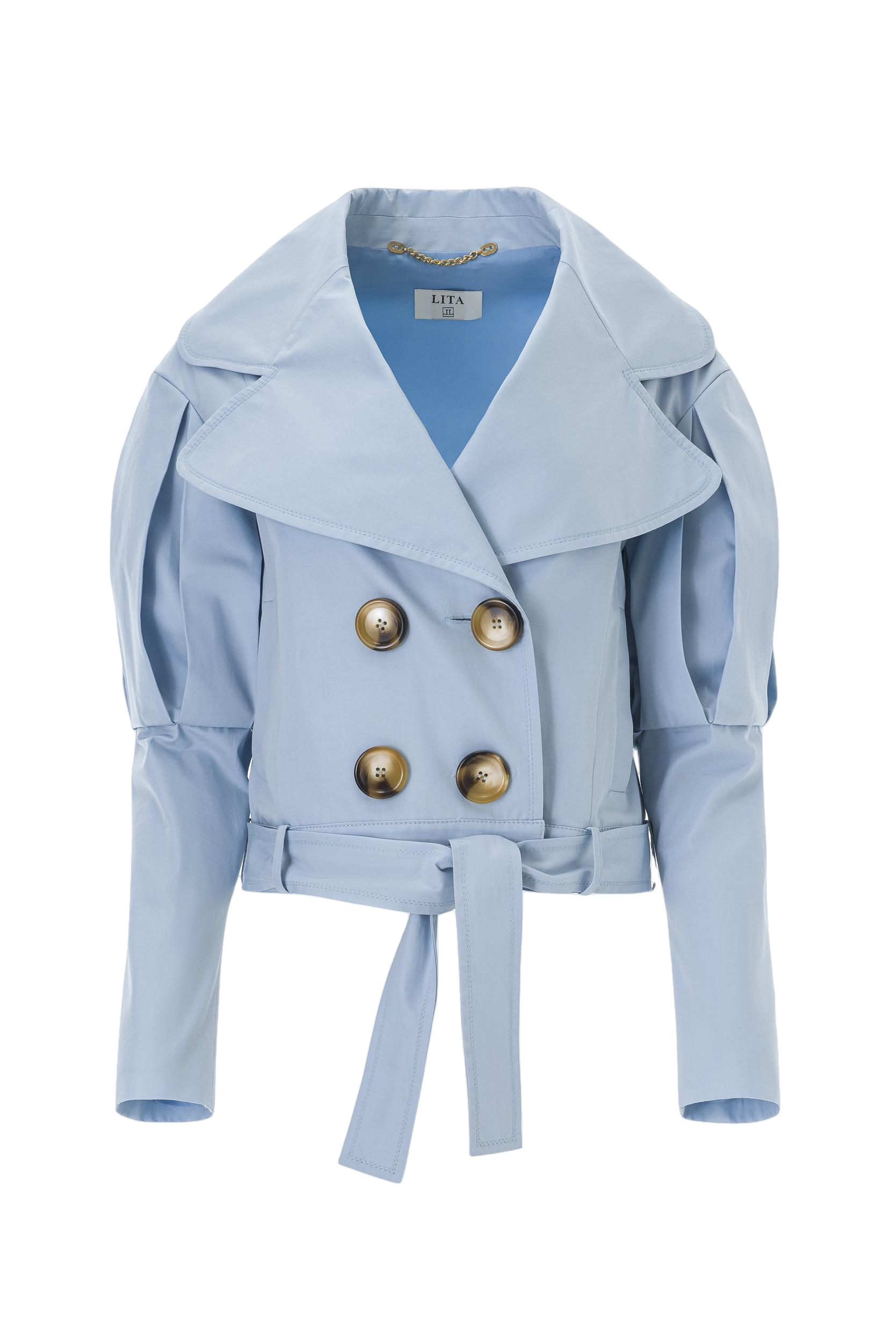 Lita Couture Statement Jacket With Oversized Lapels In  Blue