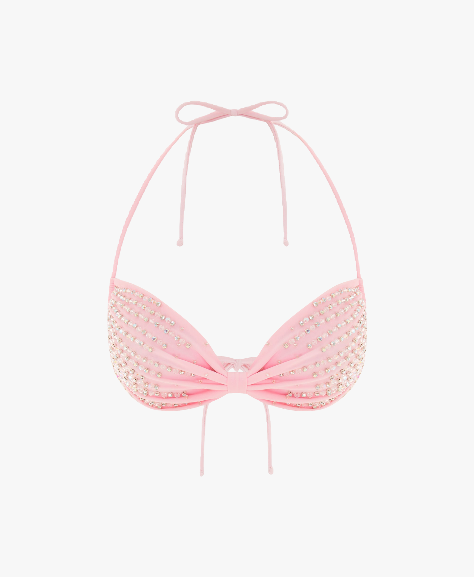 Ophelia Hand Embroidered Summer Bikini Top Pink in Pink made by Oceanus Swimwear