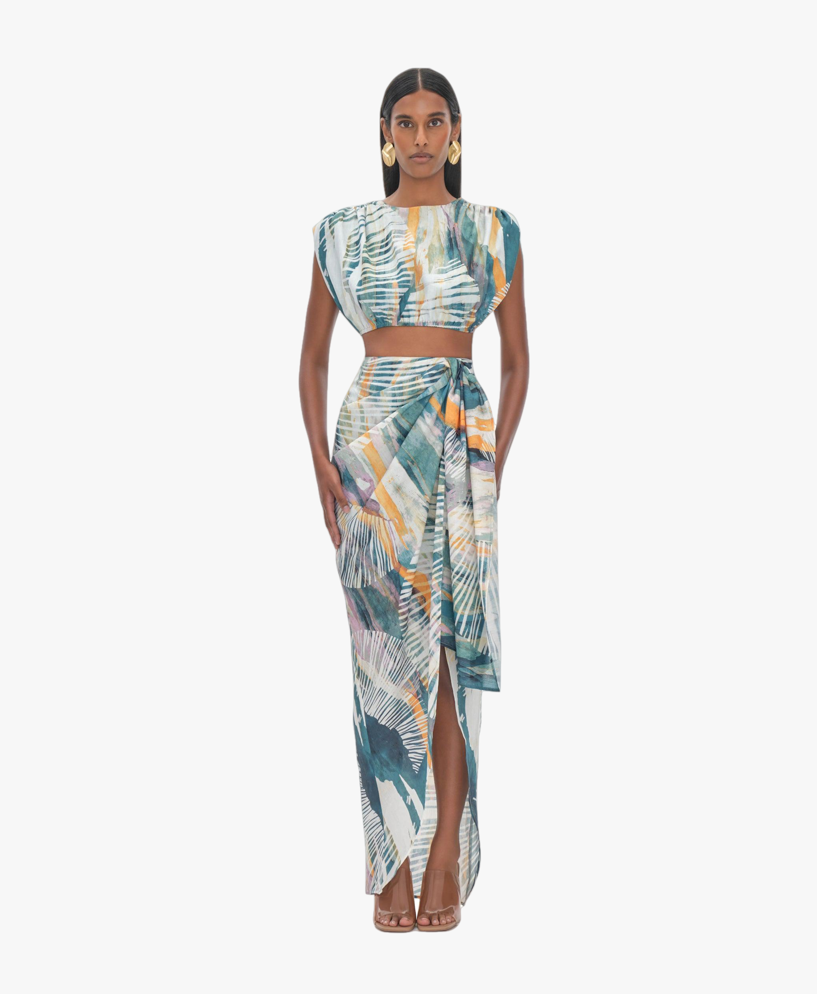 HALIMA ABSTRACT BARK CROPPED TOP made by Andrea Iyamah