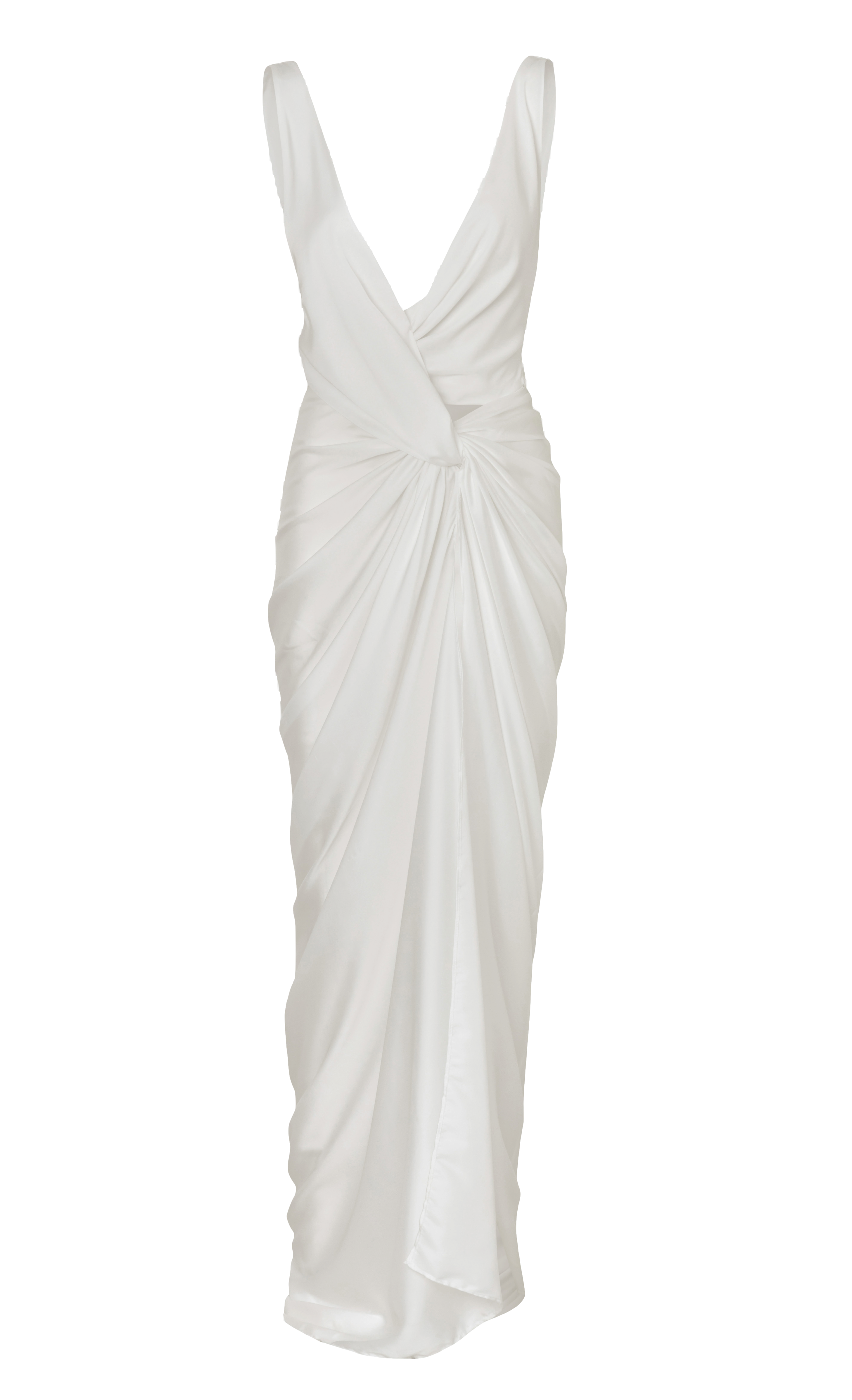 Baobab Women's Liz Satin Twist-front V-neck Gown In White