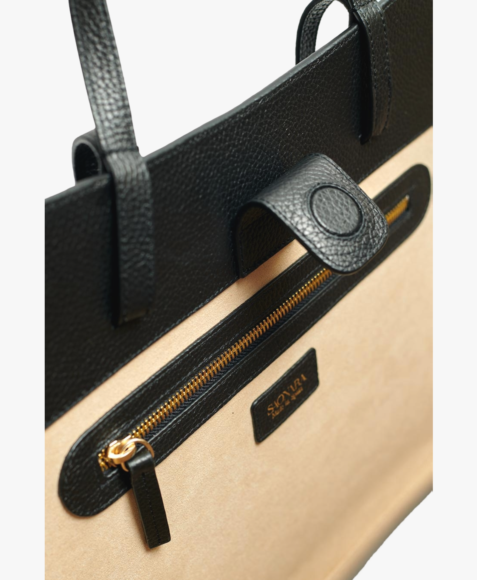 Shopping Bag Black Leather made by Saonara