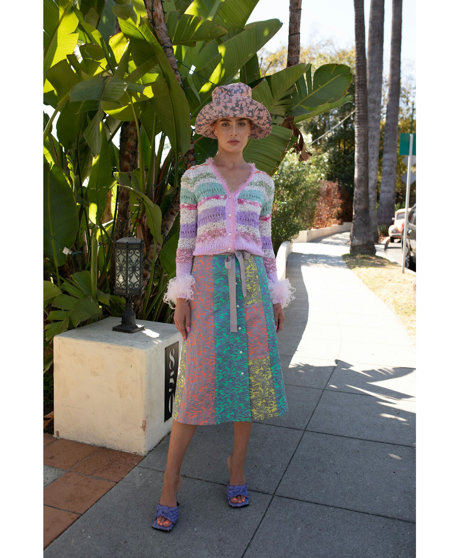 Multicolor patchwork skirt with pearl buttons made by ANDREEVA