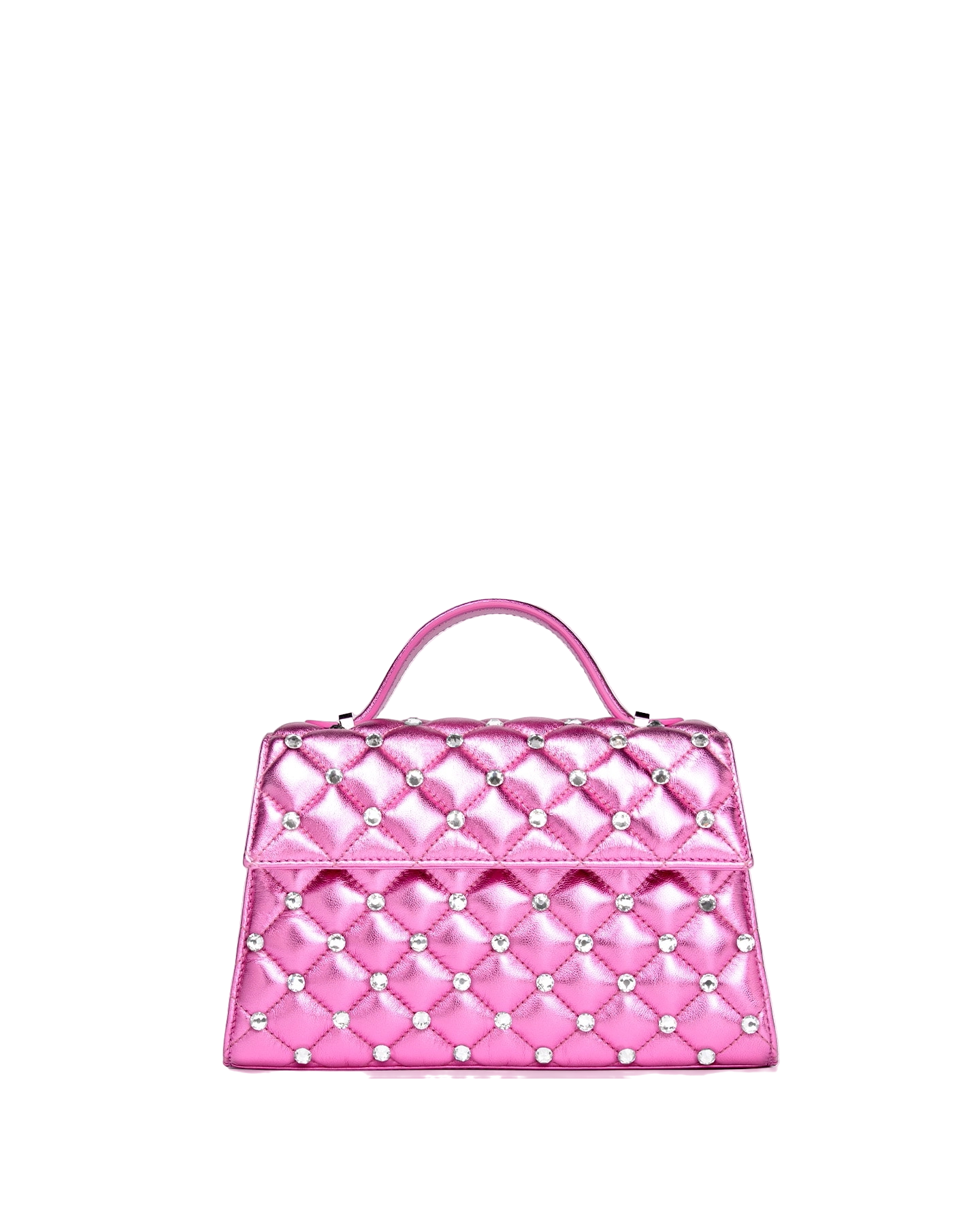Marina Raphael Stella In Pink Quilted Napa And Crystal In Gray