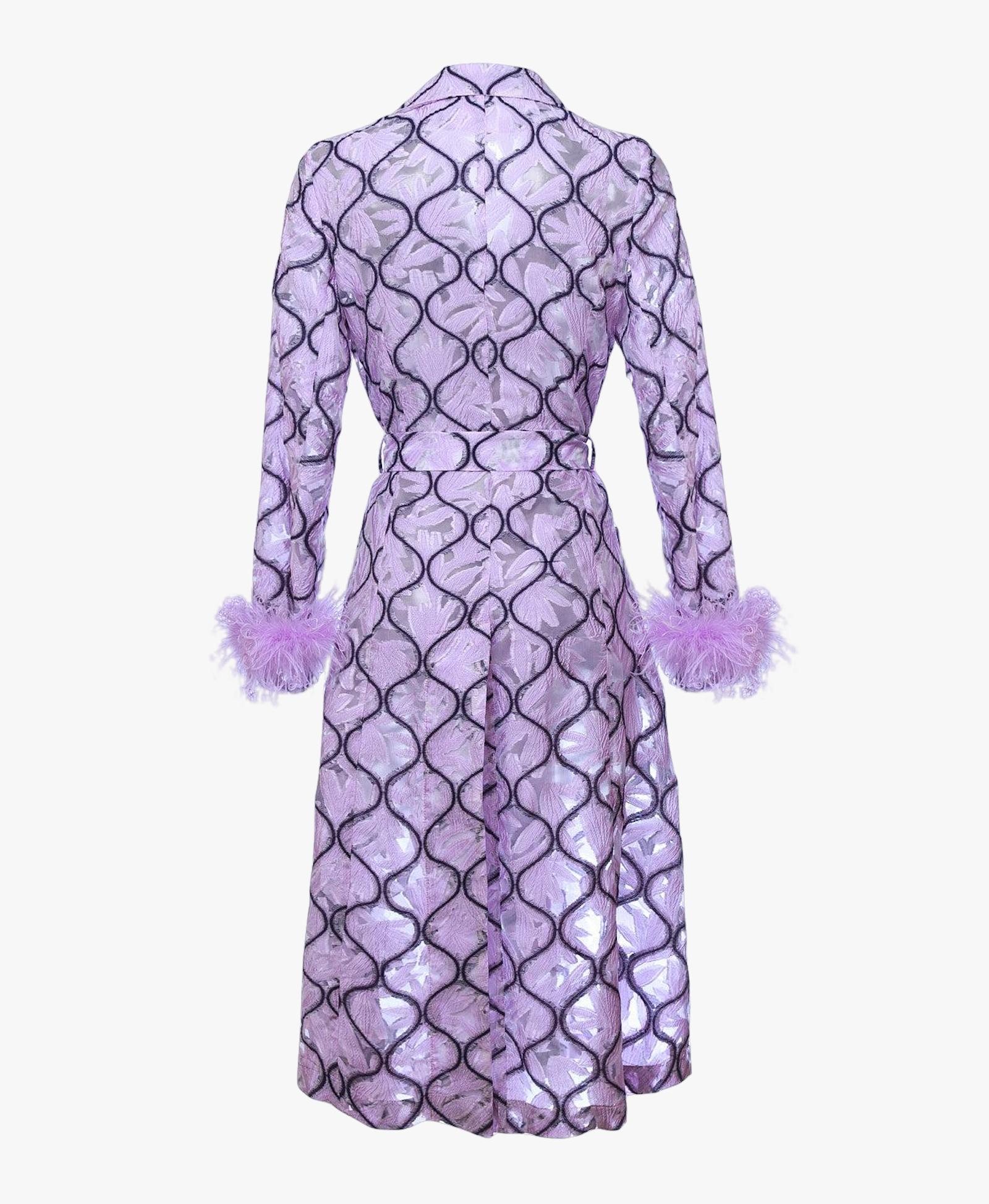 Lavender Coat № 23 With Detachable Feathers Cuffs made by ANDREEVA