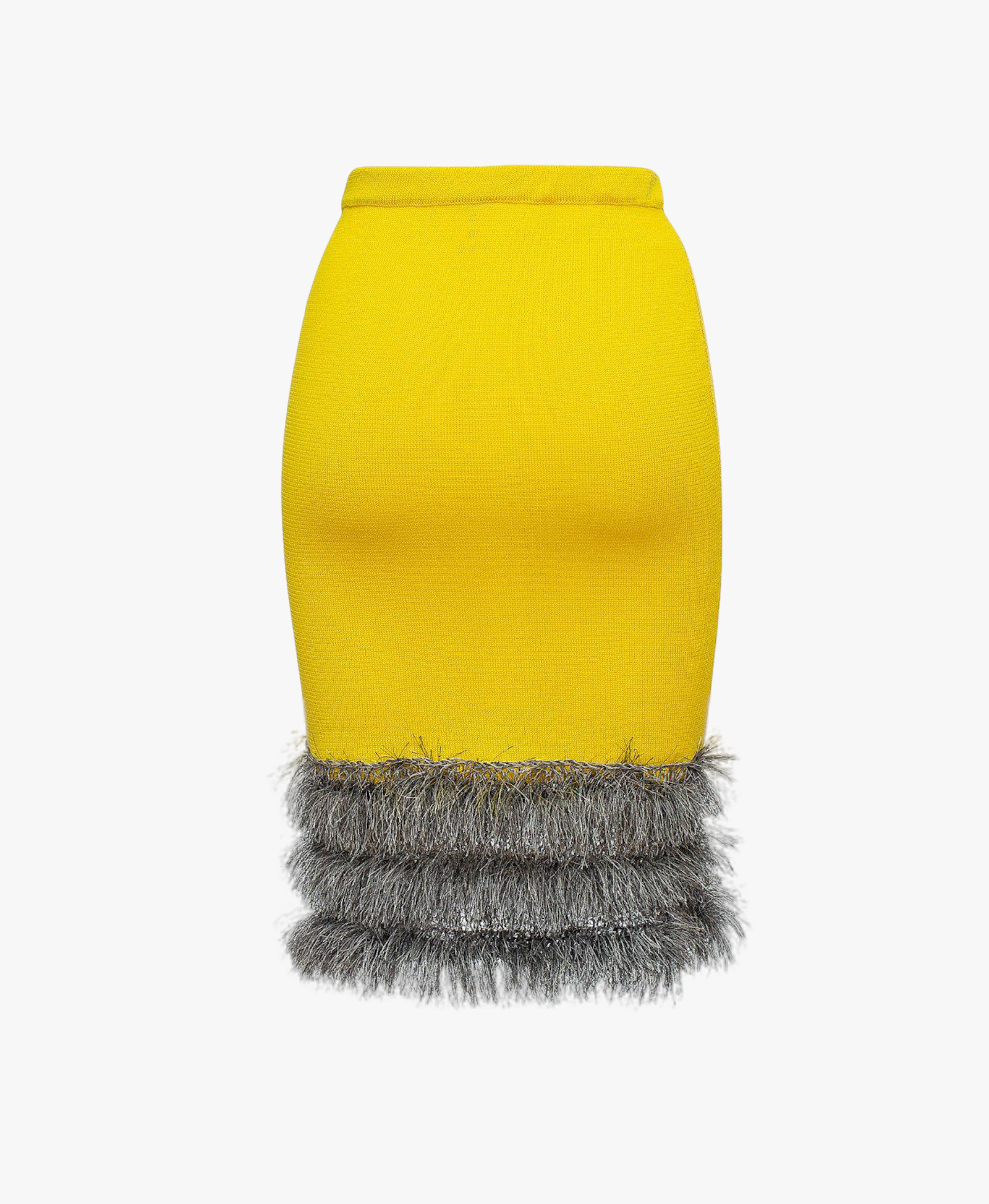 Yellow knit skirt with handmade knit details made by ANDREEVA