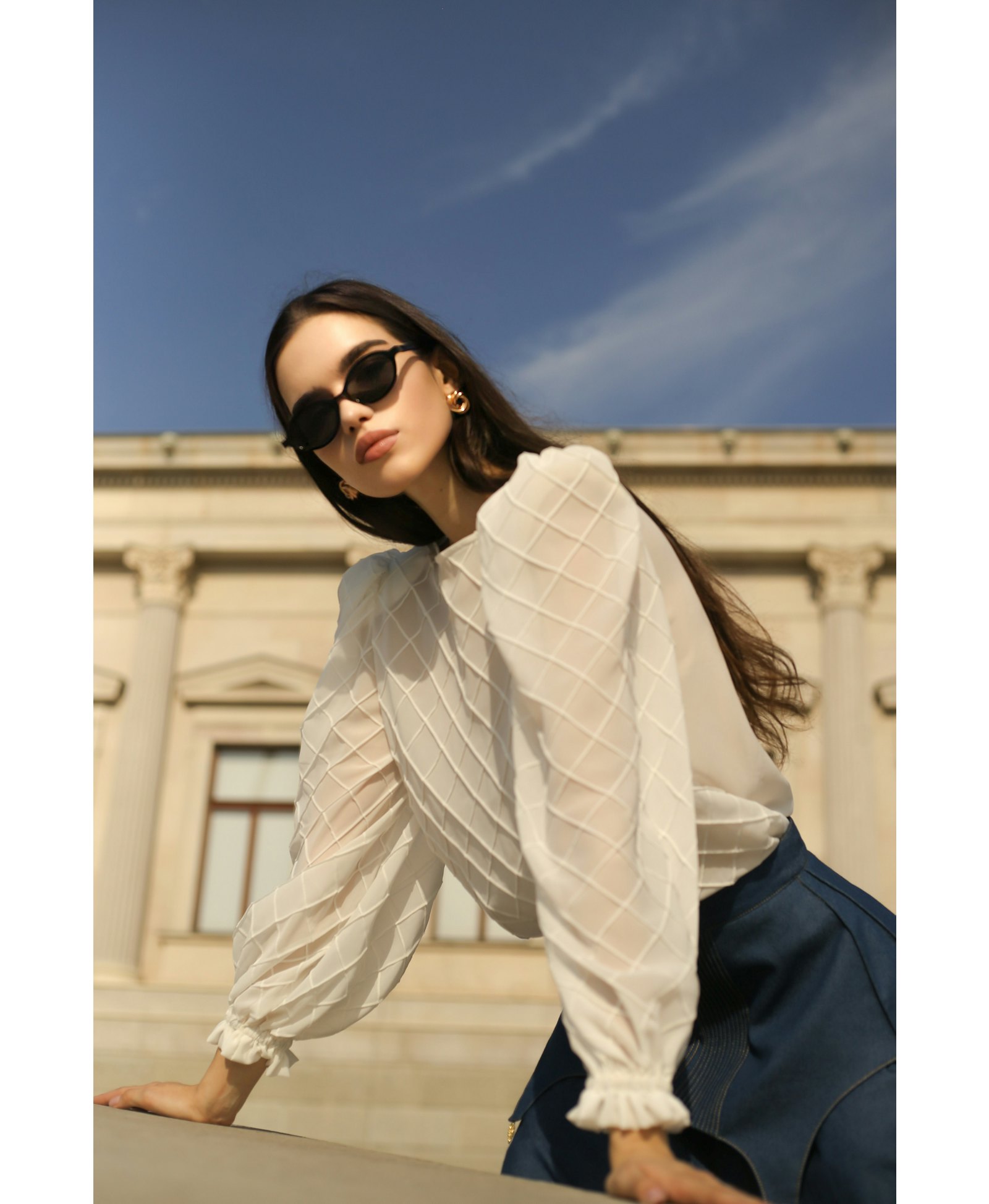 CHIFFON BLOUSE with decorations made by Guranda