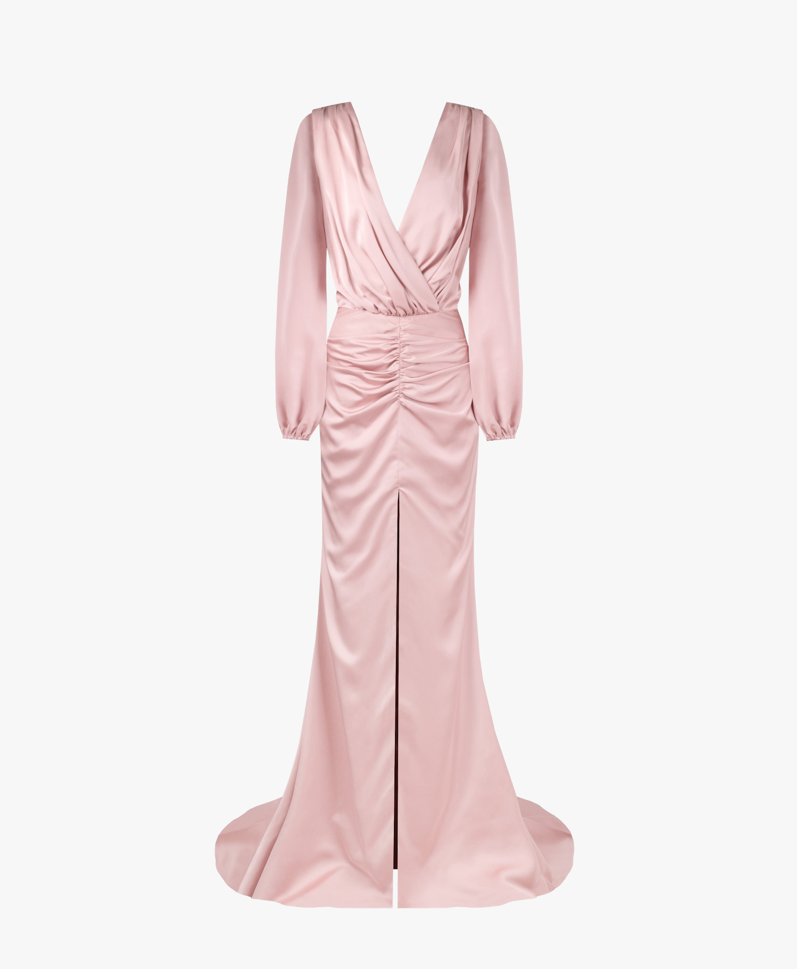 Fancy misty rose silk maxi evening dress made by Milla