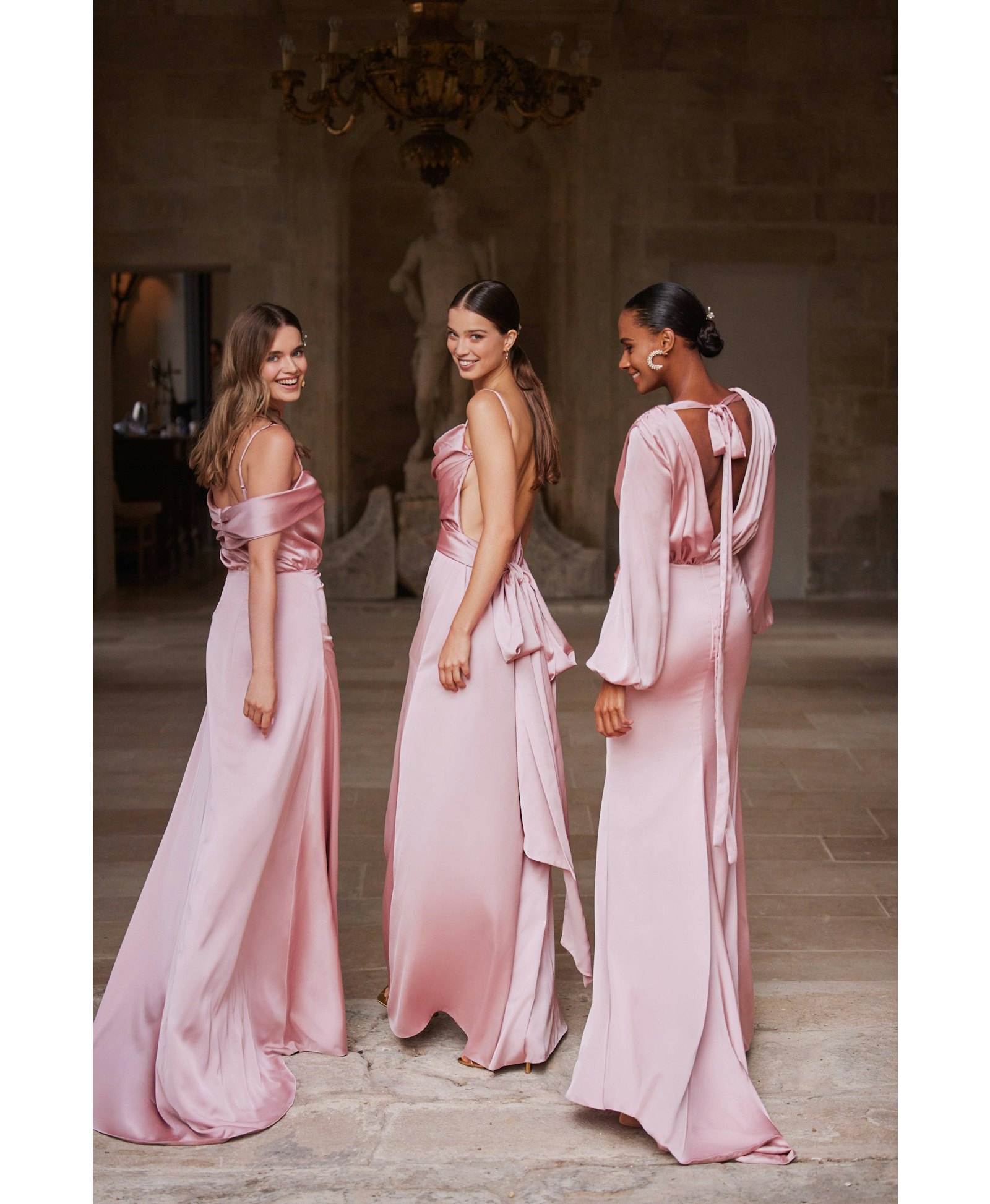 Fancy misty rose silk maxi evening dress made by Milla