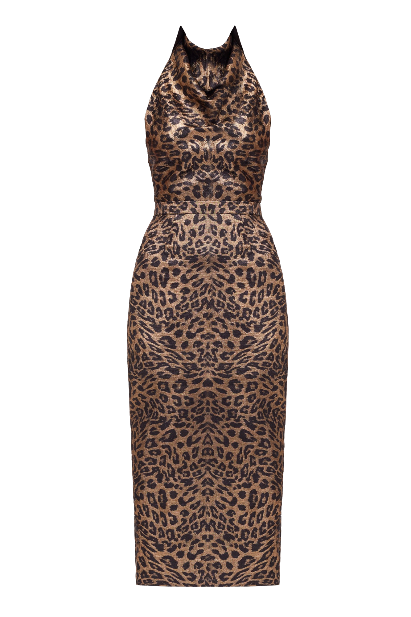 Shop Undress Lara Metallic Animal Print  Midi Cowl Neck Dress