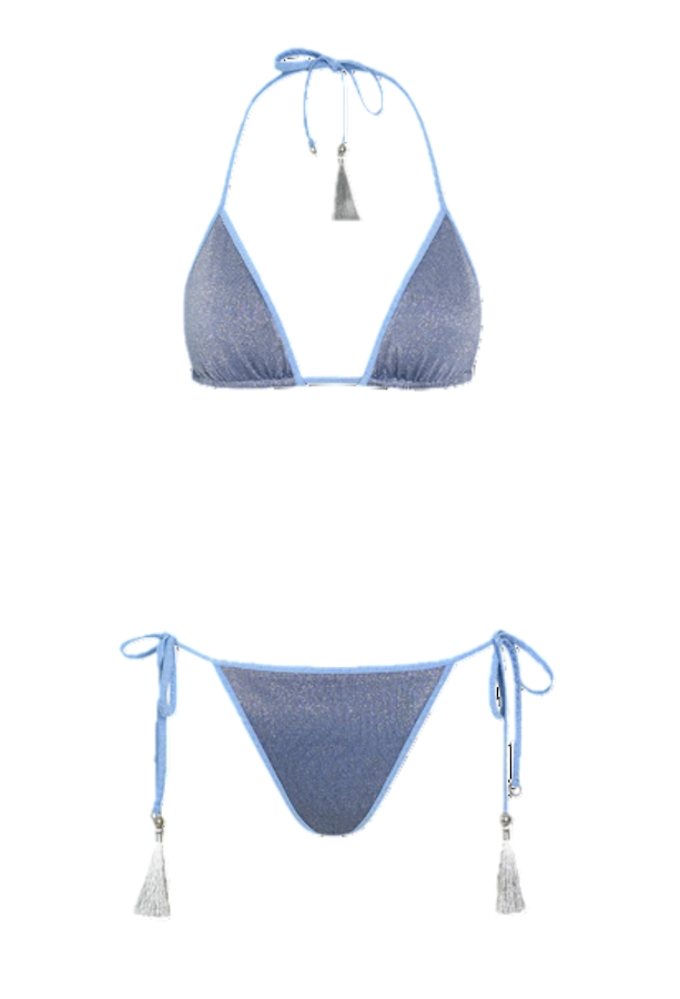 Hanne Bloch Skyblue Glitter Triangle Bikini In Blue