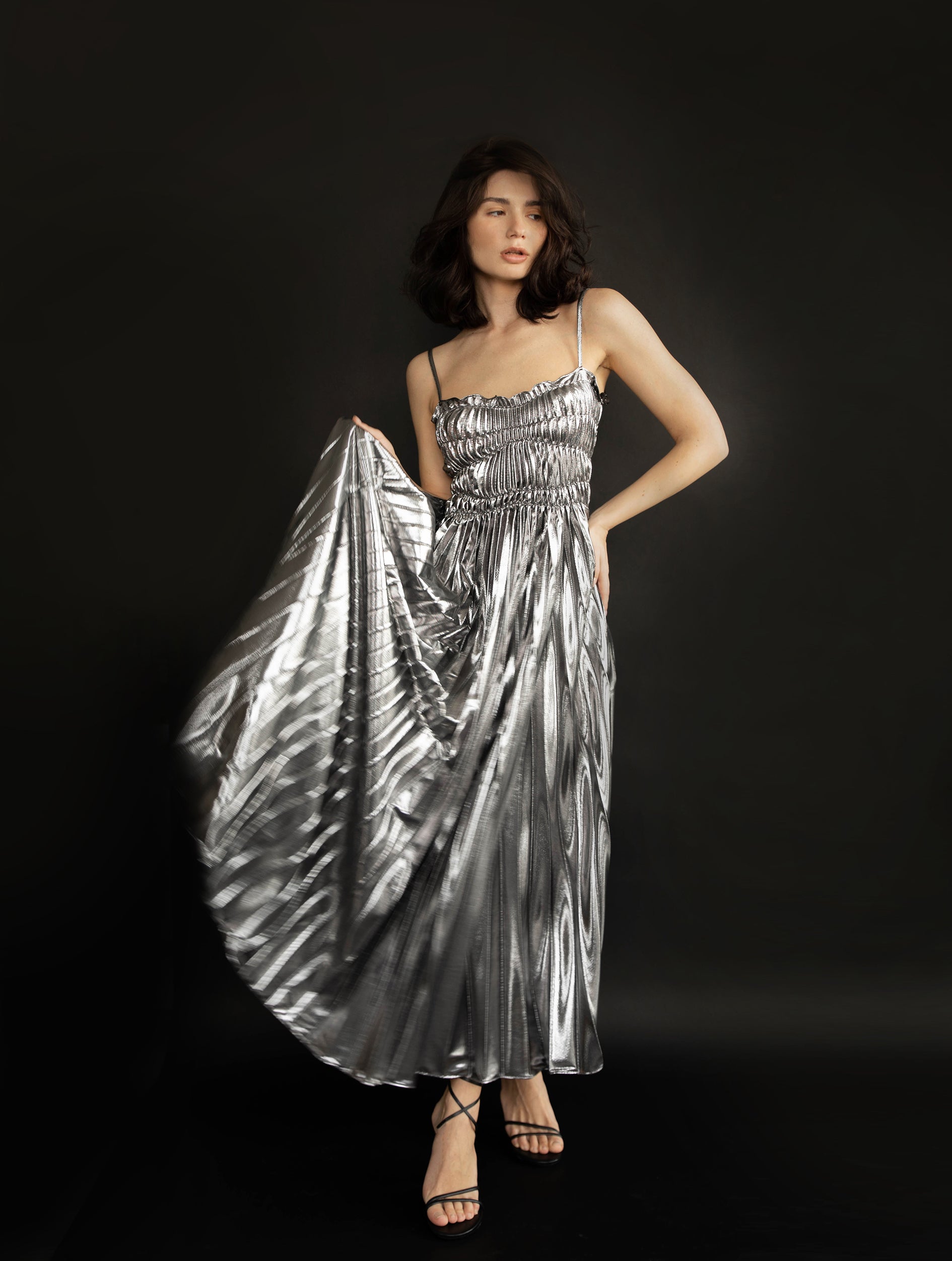 Shop Georgia Hardinge Metal Dress In Silver