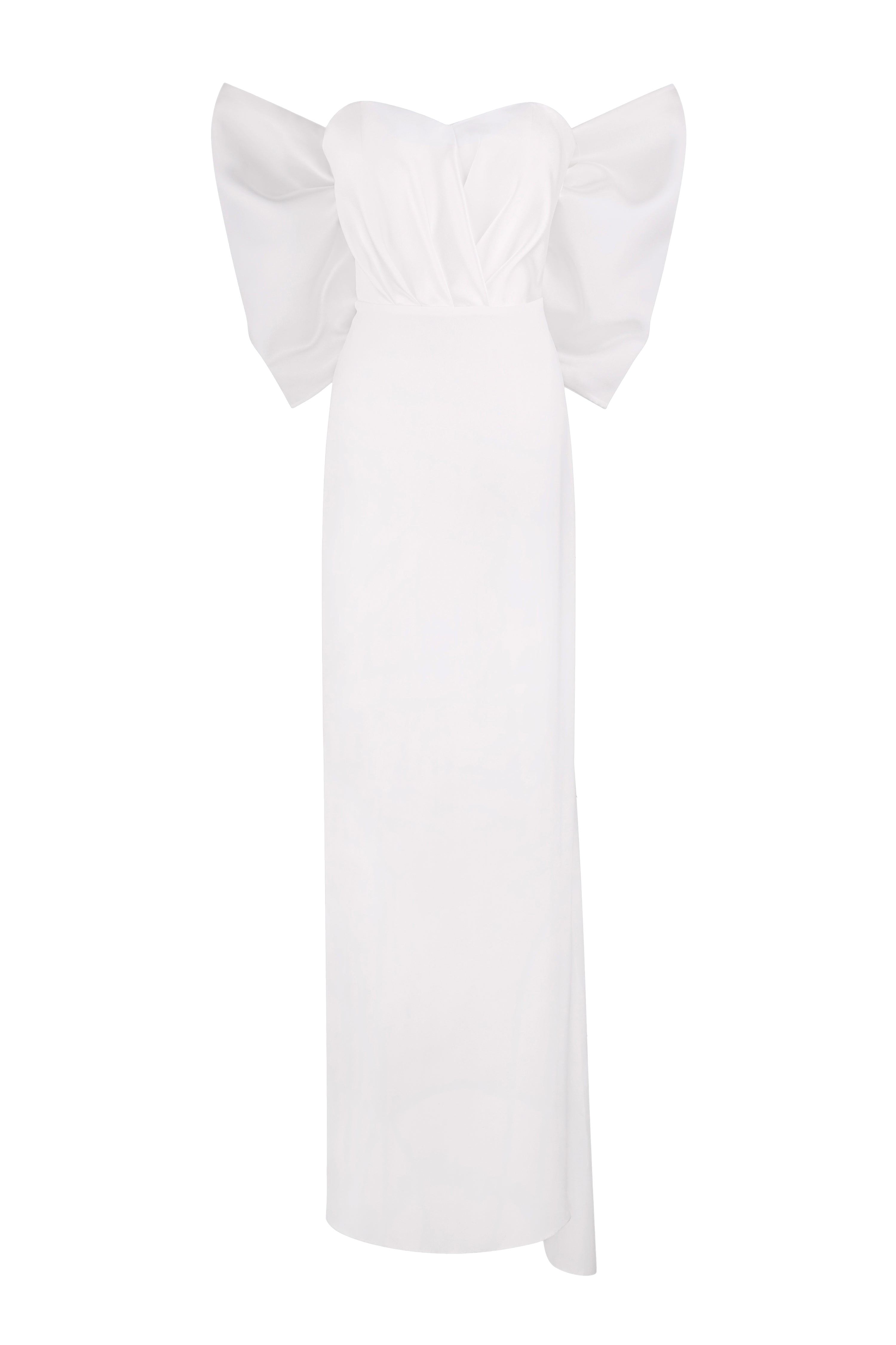 Total White Dress With A Featuring Bow Accent On The Back In White
