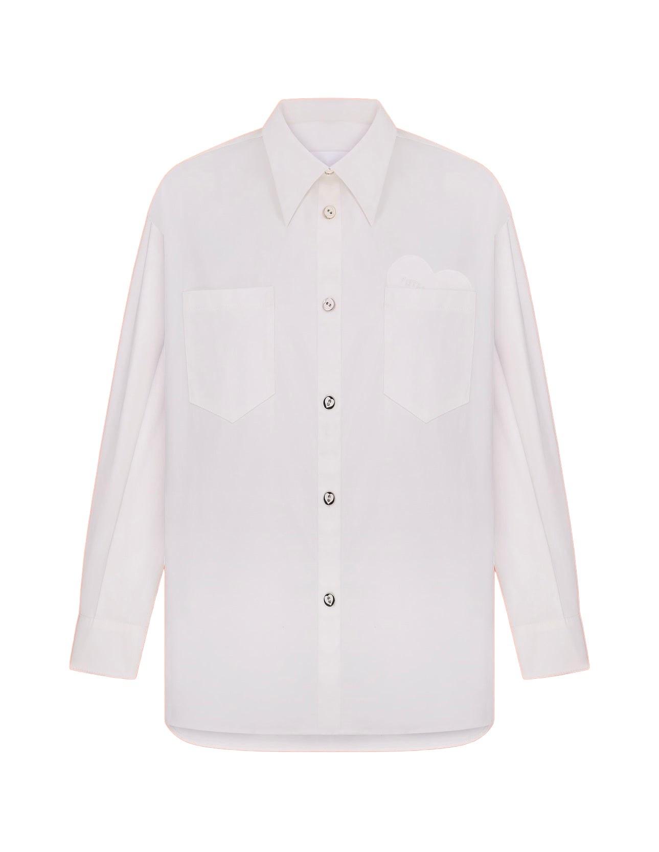 Total White Cotton Shirt With Golden Heart In Red