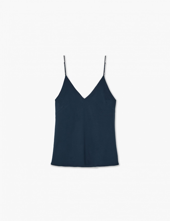 A Line Spaghetti-strap Soft-jersey Top In Evening Blue
