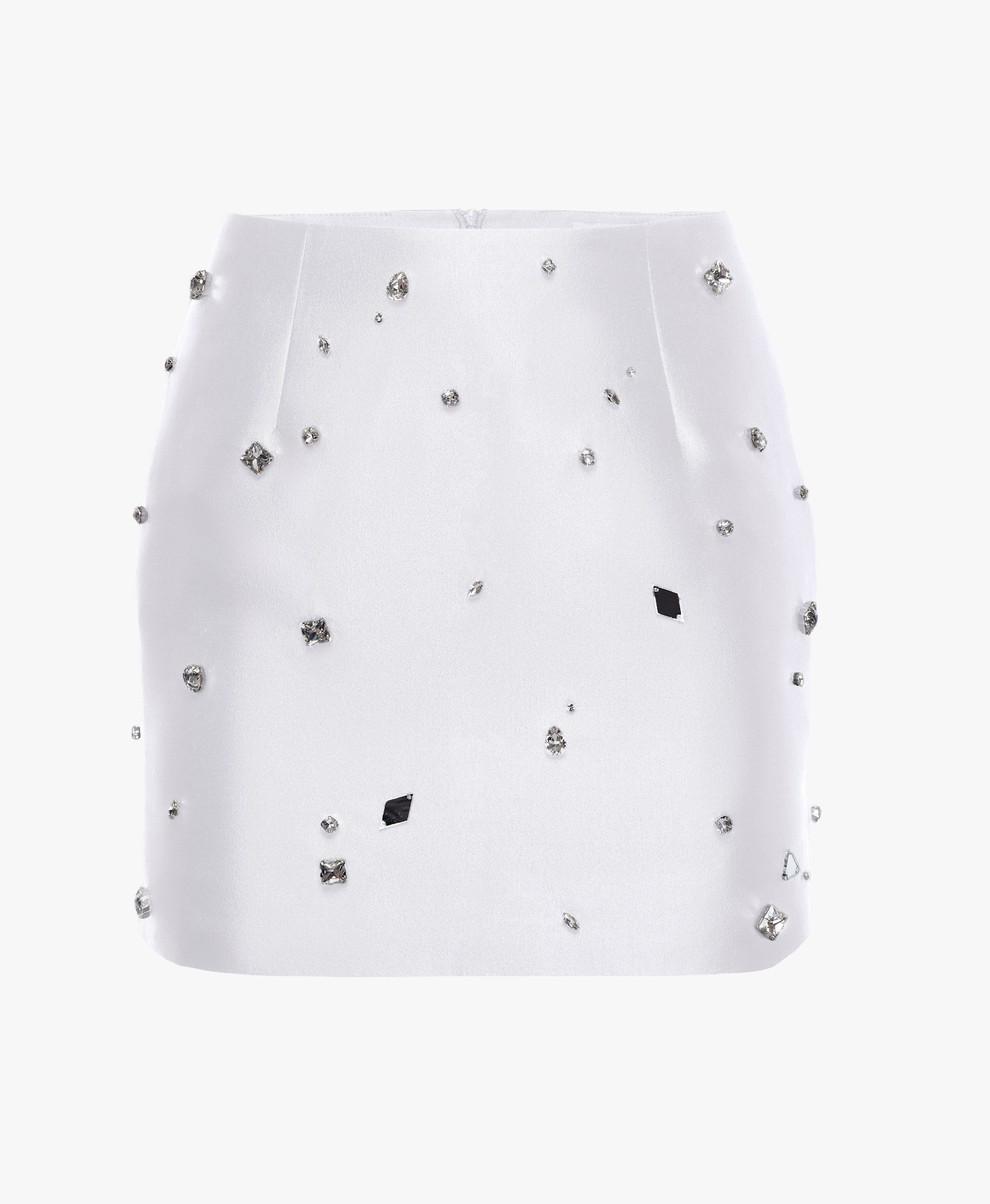 Crystal-Embellished Mini Skirt in White made by NDS The Label