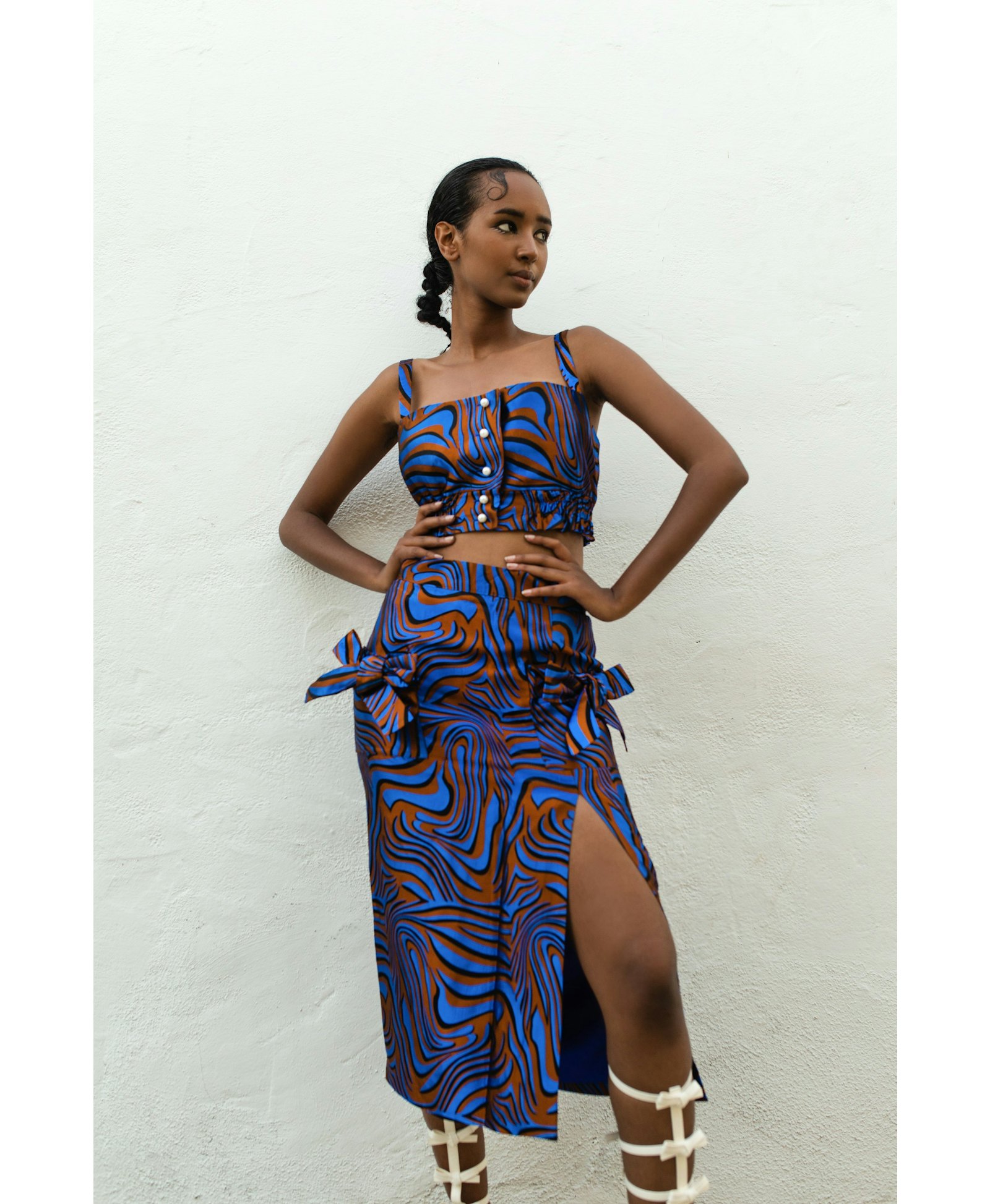 Blue Printed Skirt made by ANDREEVA