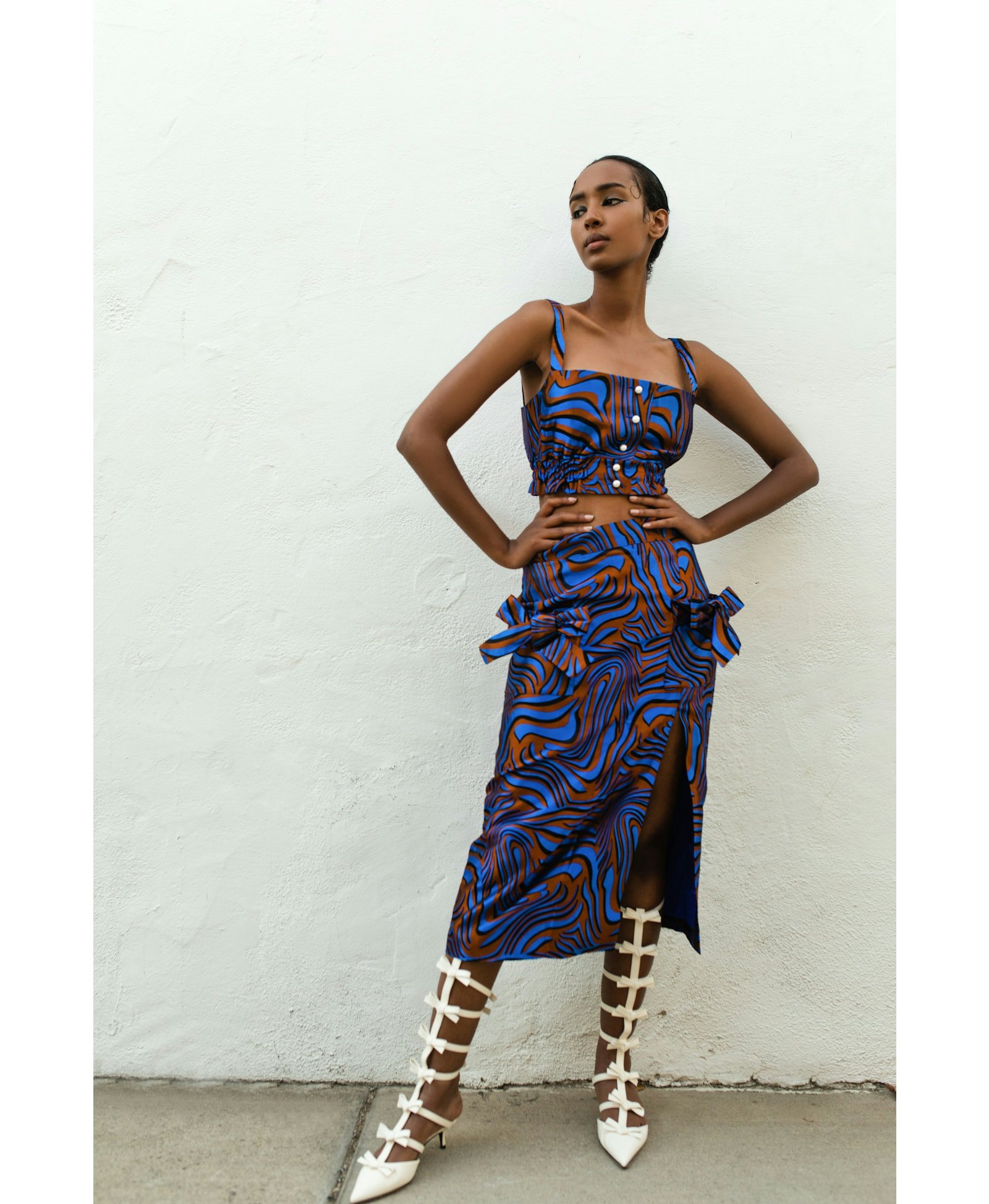 Blue Printed Skirt made by ANDREEVA