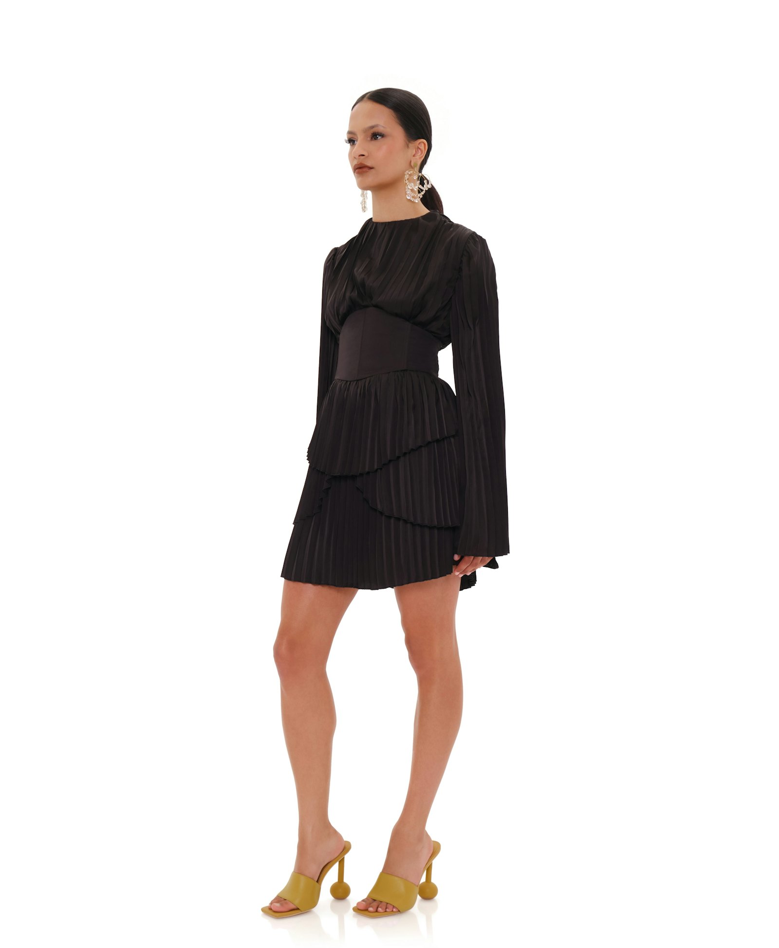 LENTI PLEATED MINI DRESS - BLACK made by Andrea Iyamah