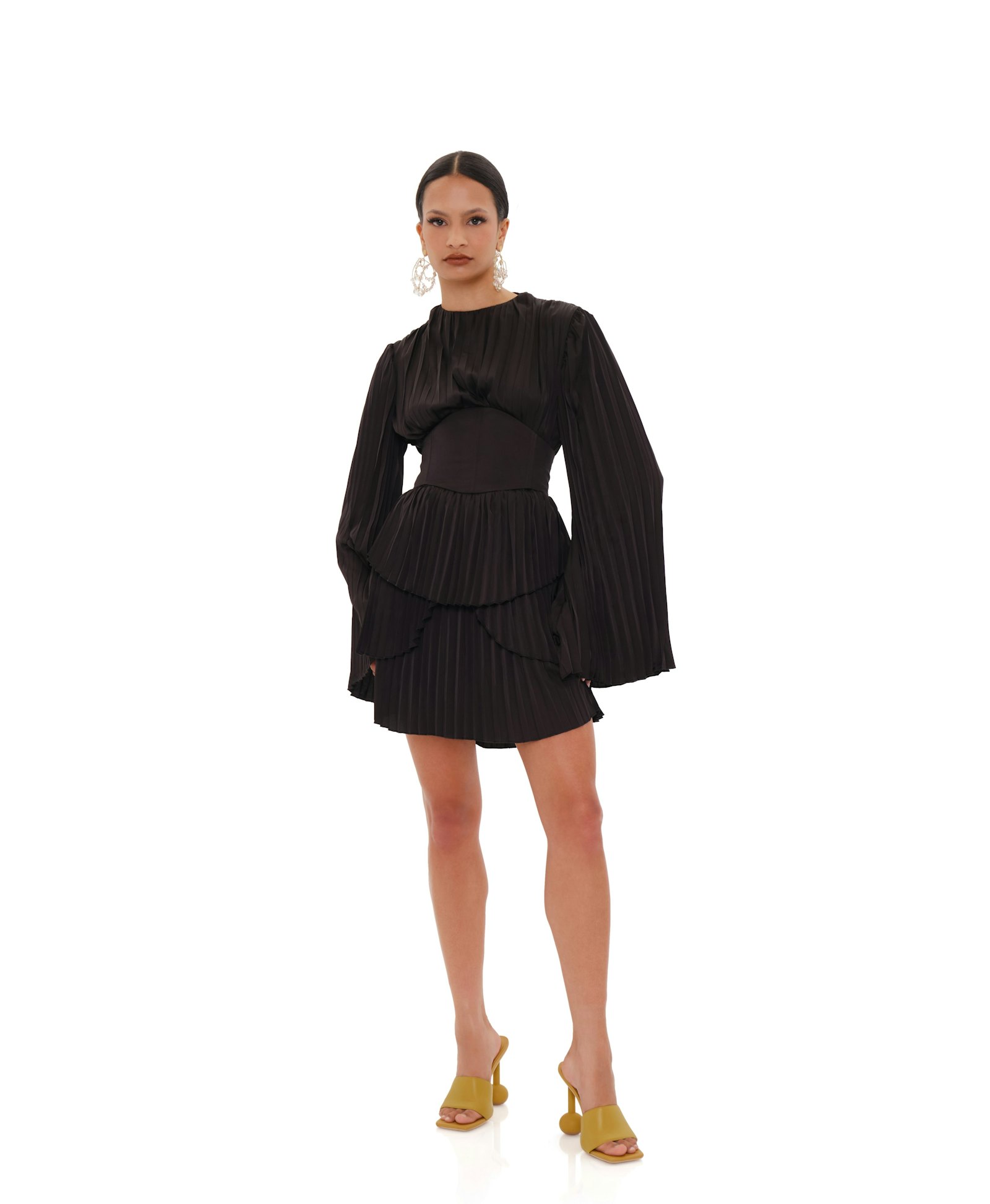 LENTI PLEATED MINI DRESS - BLACK made by Andrea Iyamah