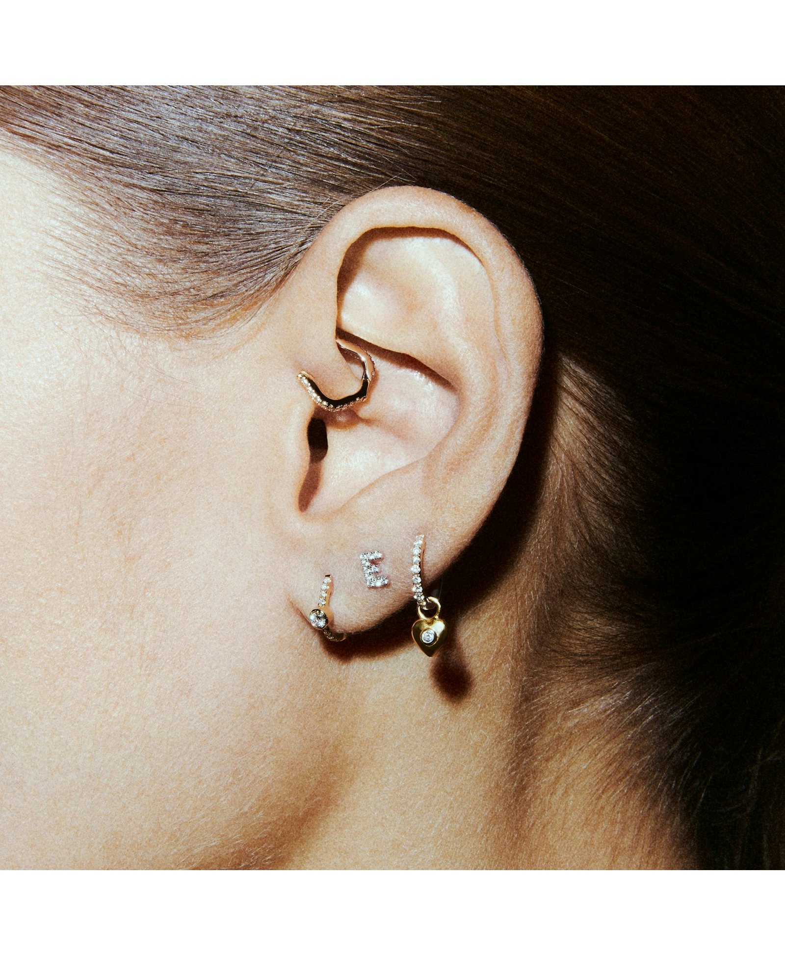 HORSESHOE HOOP WHITE DIAMOND & YELLOW/WHITE GOLD - 10mm made by ENNUI