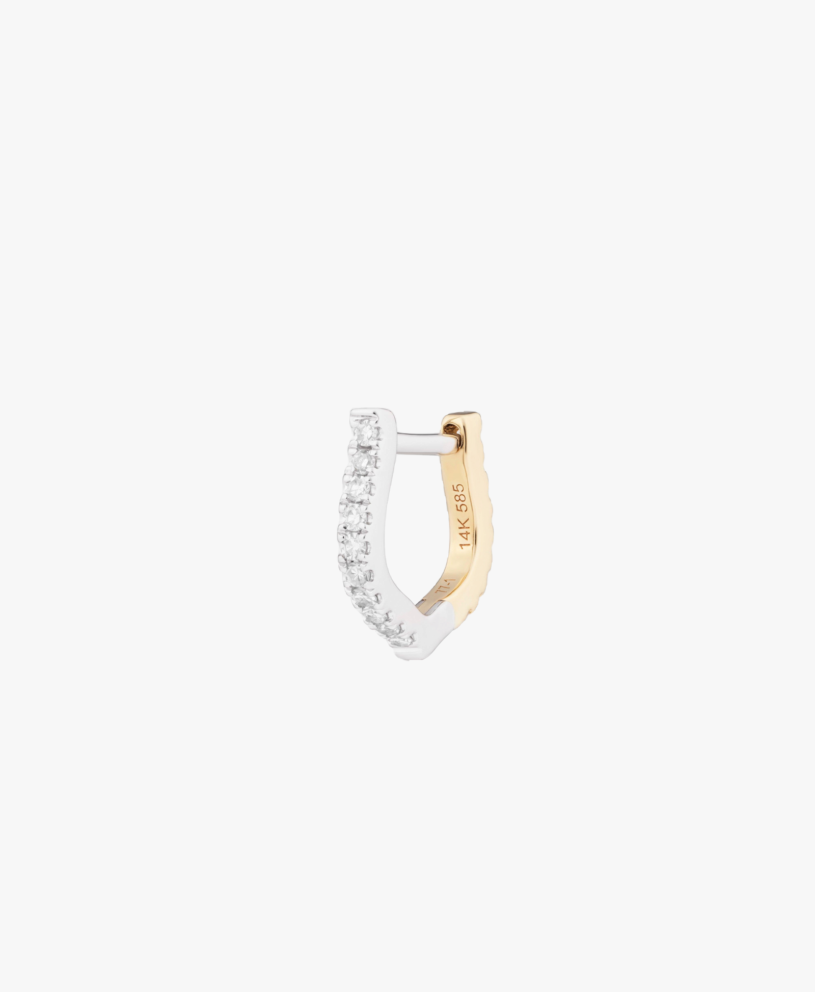 HORSESHOE HOOP WHITE DIAMOND & YELLOW/WHITE GOLD - 10mm made by ENNUI