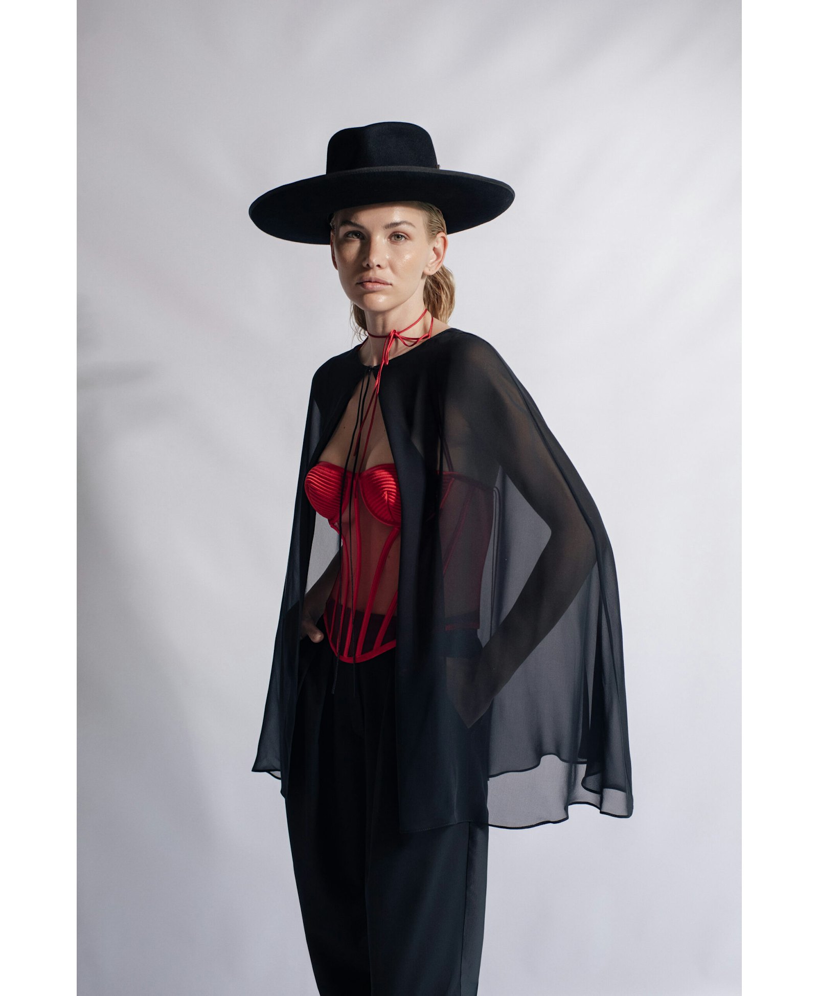 Silk Cape in Black made by Aureliana