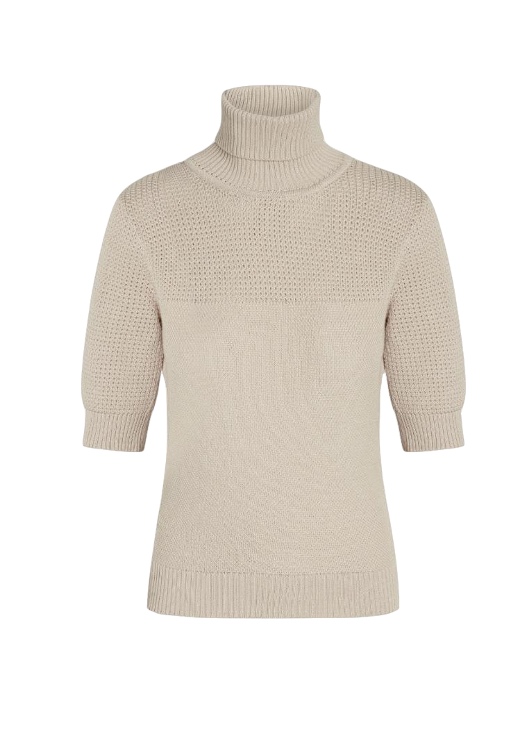 Shop Sara Tamimi Short Sleeve Knit Sweater In Sand