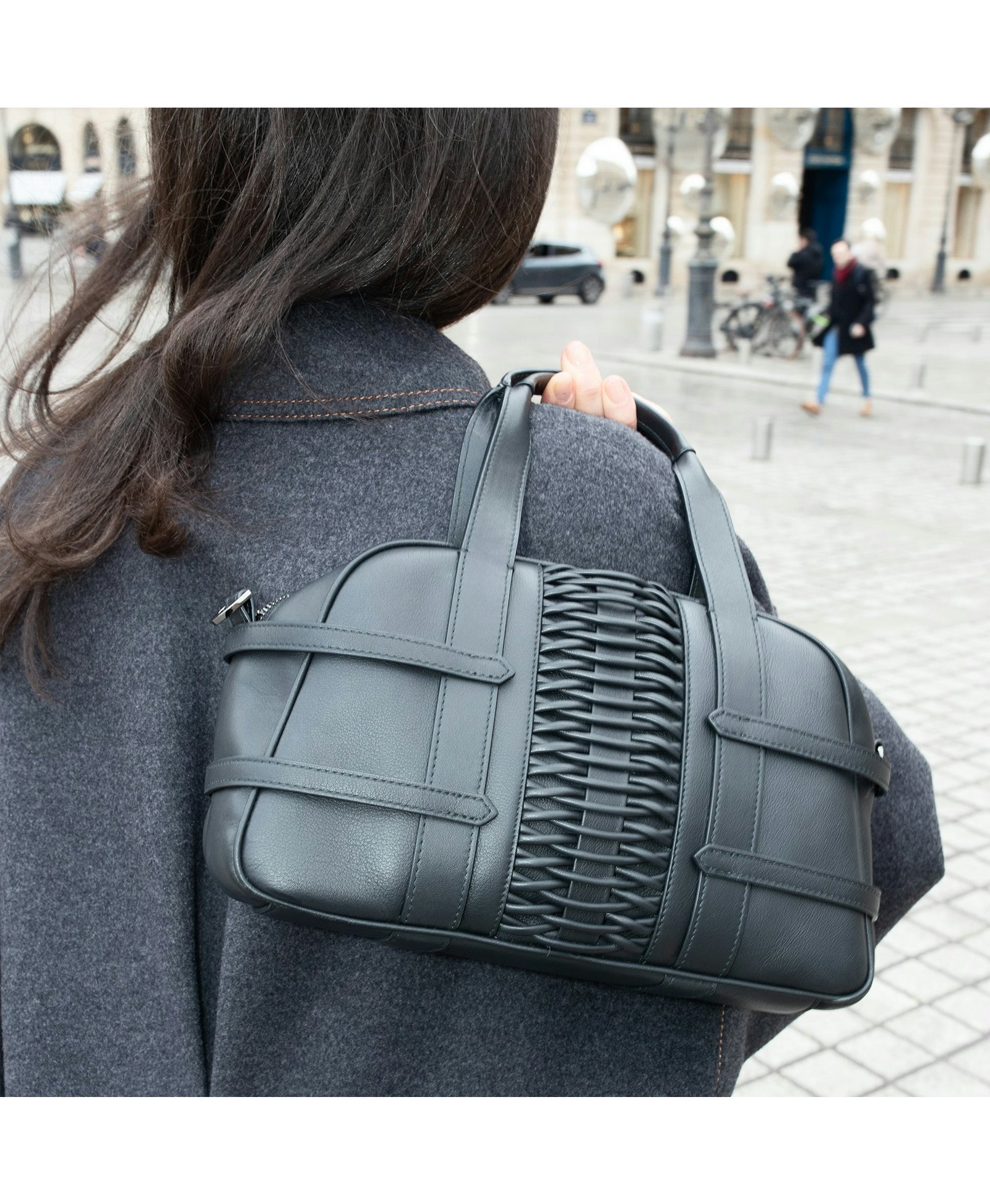 Medium Francesca braided black satchel made by Yliana Yepez