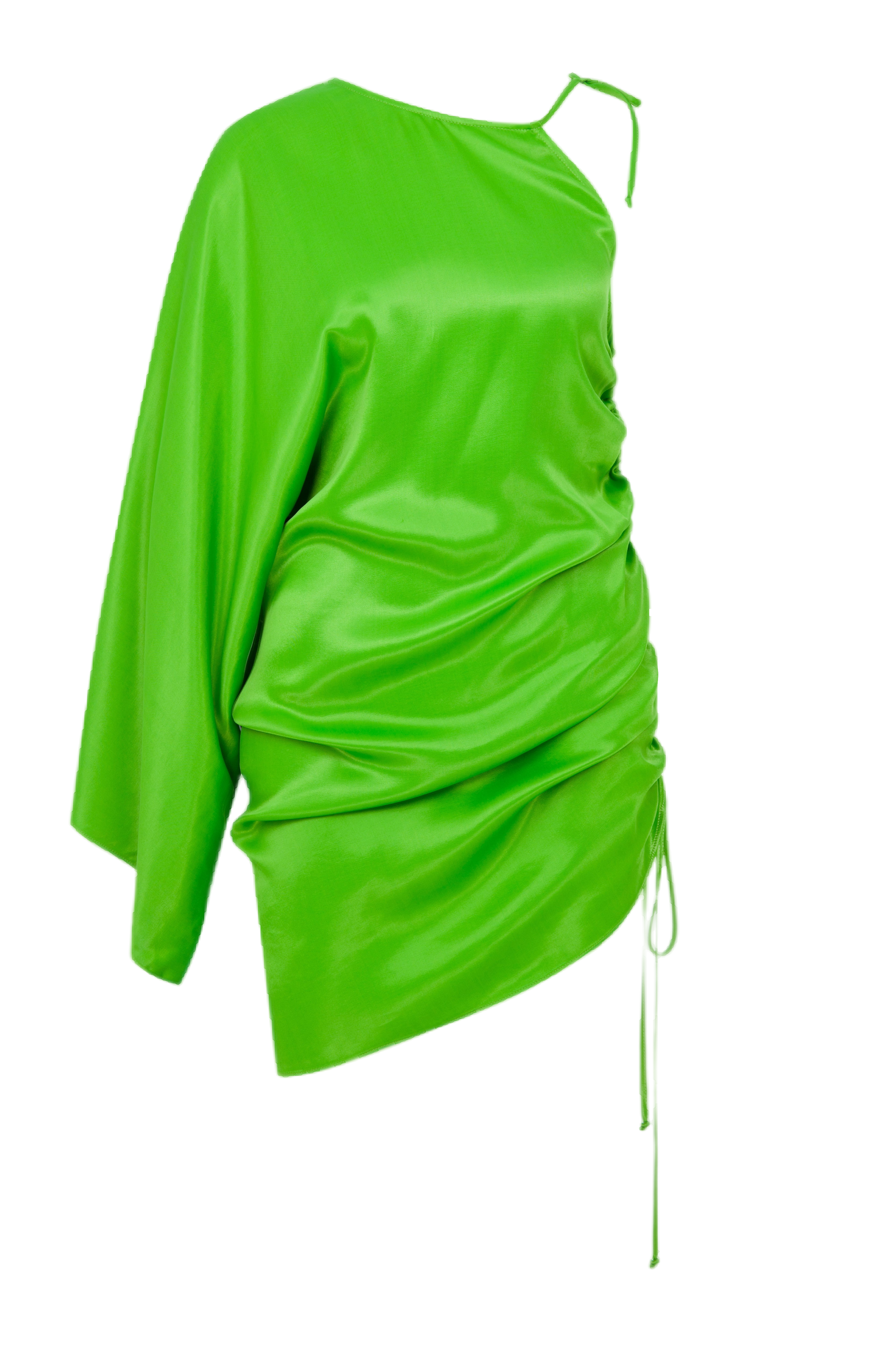 Nazli Ceren Rocha Asymmetric Mini Satin Dress In Jolly Green