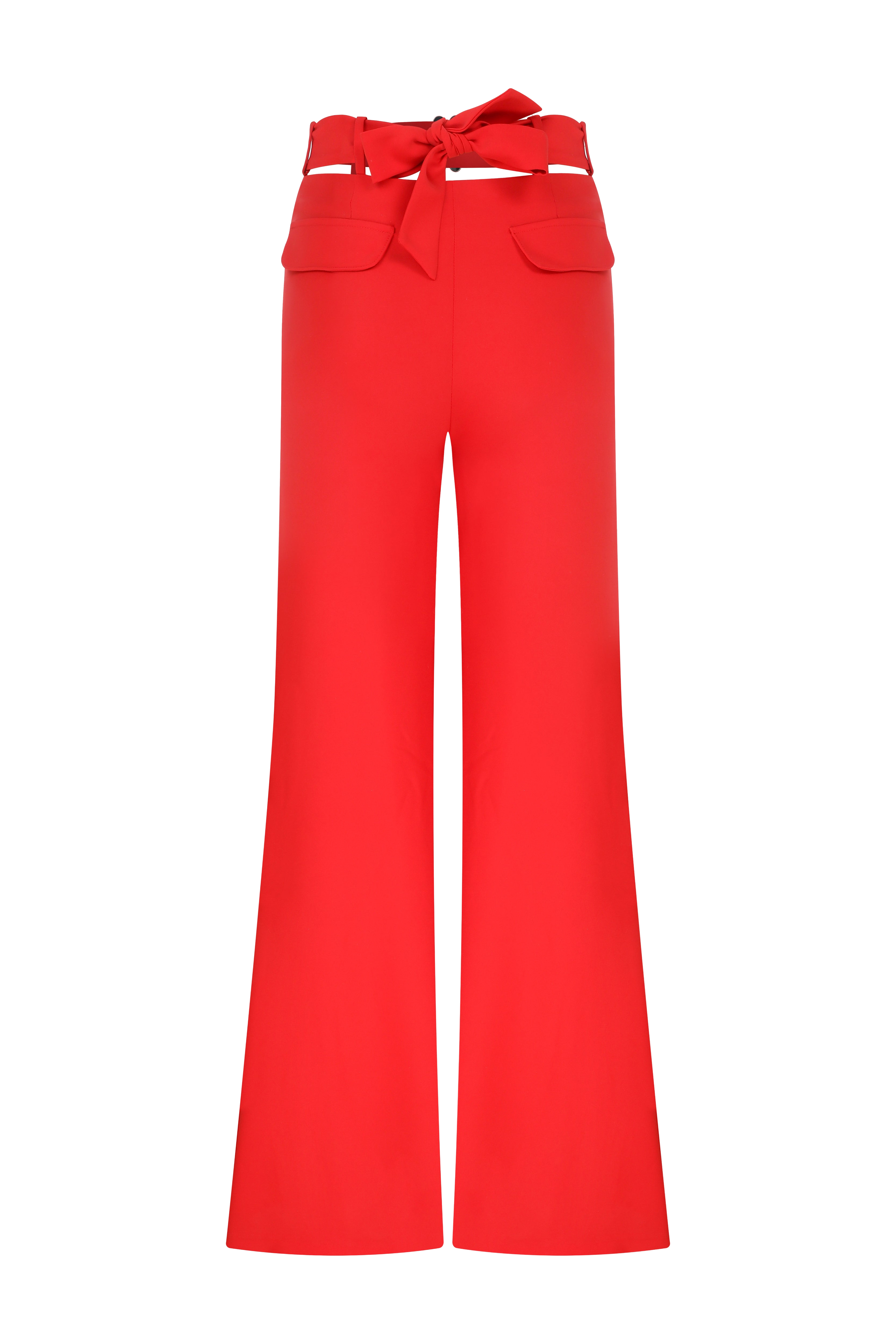 Shop Declara Red Belle Belted Silhouette Trousers