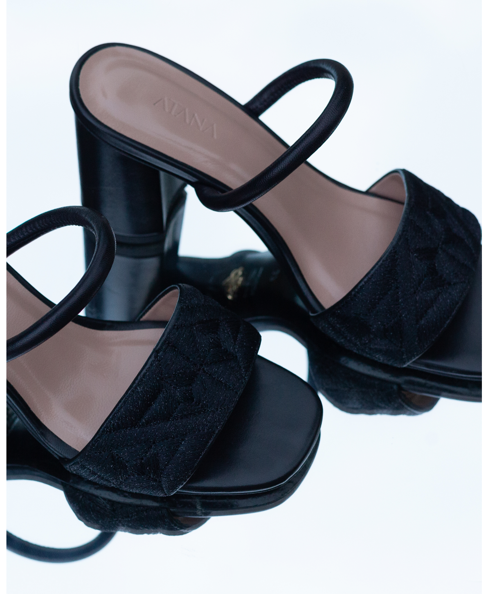 Full Fibre Mule 75 Black in Black made by ATANA