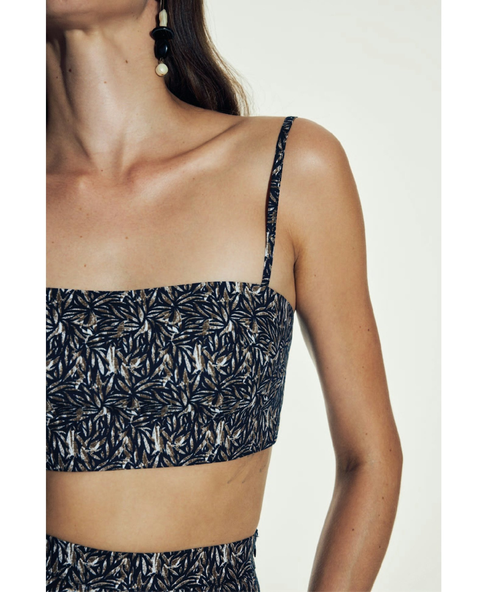 Lalia Printed Cotton Top in Brown made by Nazli Ceren