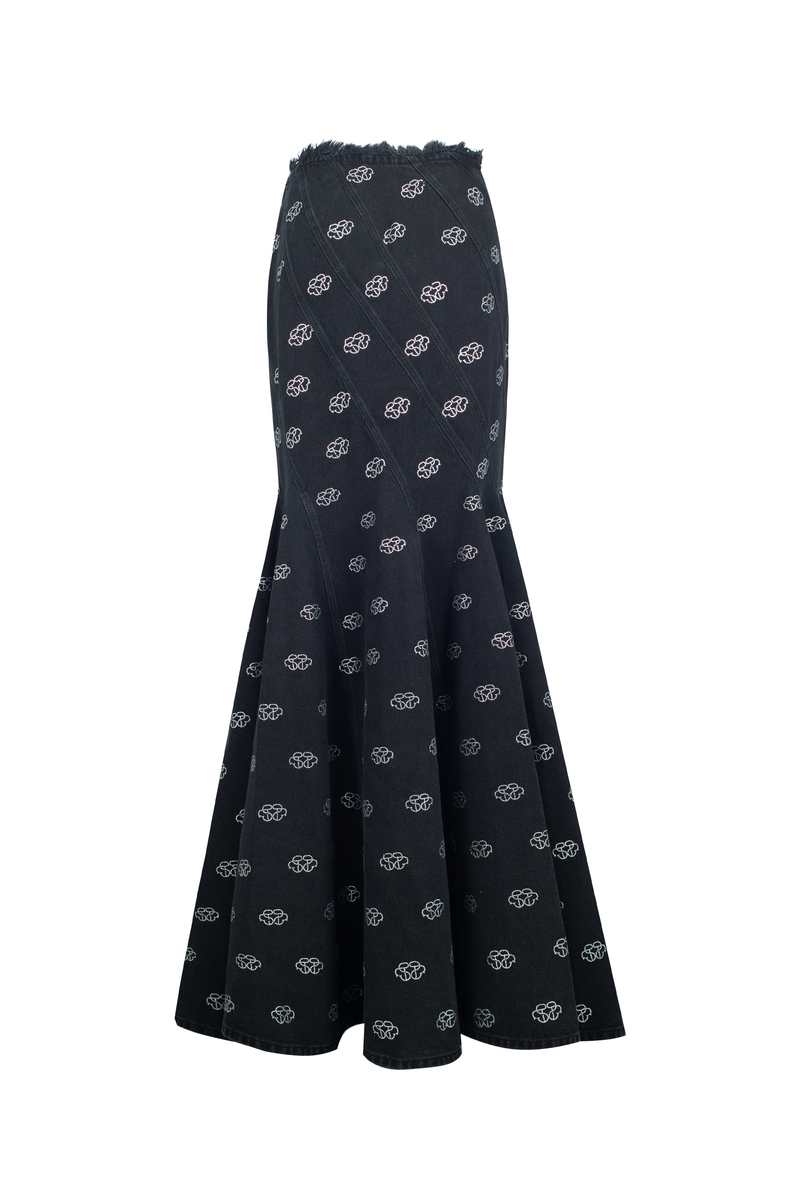 Shop Santa Brands Flared Maxi Denim Skirt In Black