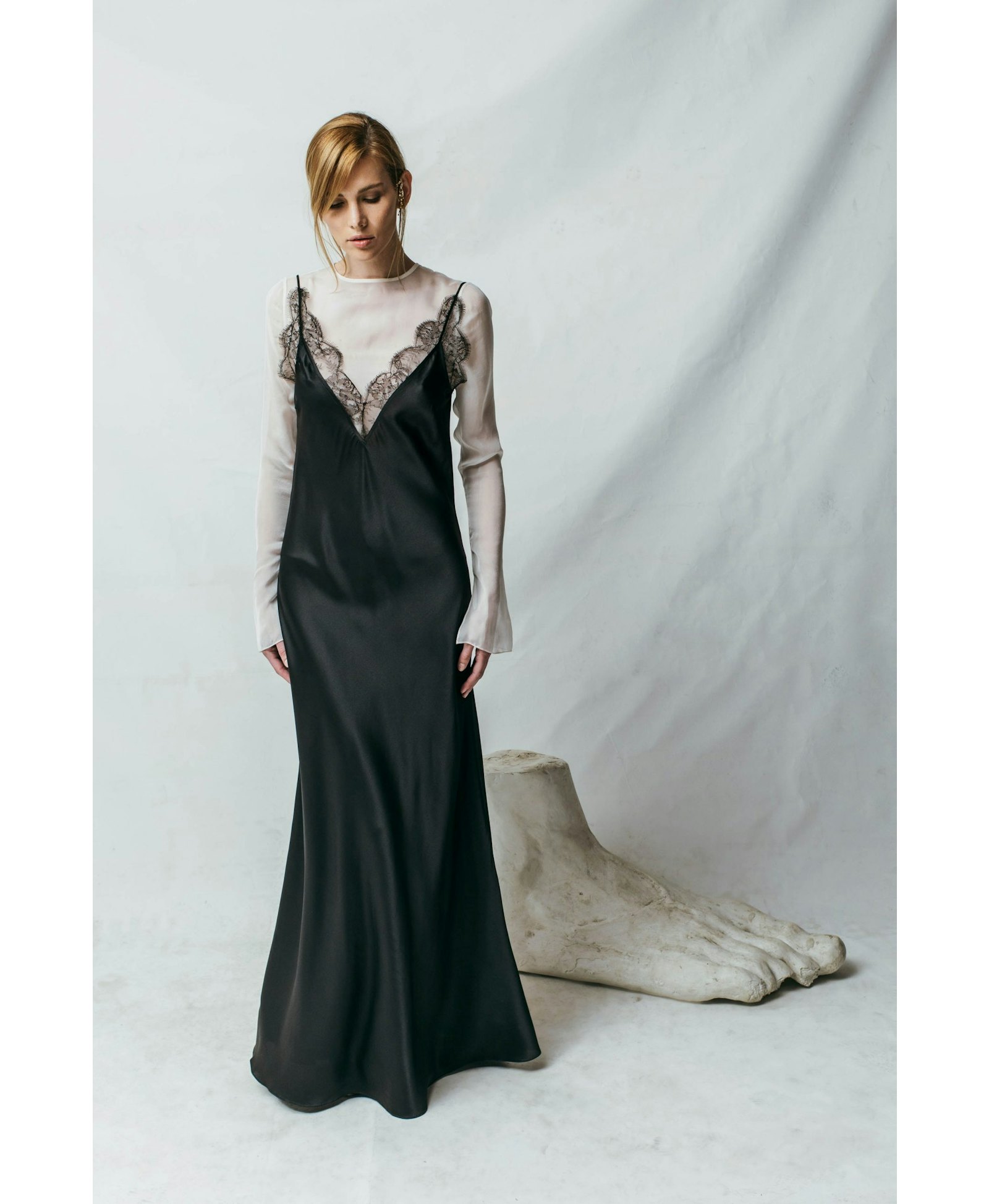 Chantilly Lace Silk-satin Slip-dress made by Aureliana