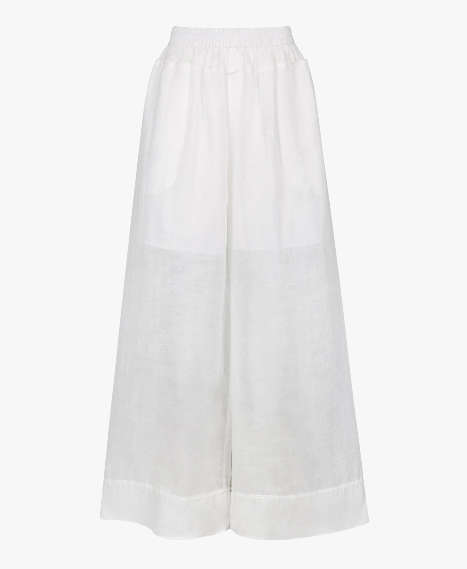 WHITE RAMIE ULTRA WIDE-LEG TROUSERS made by YIBRI