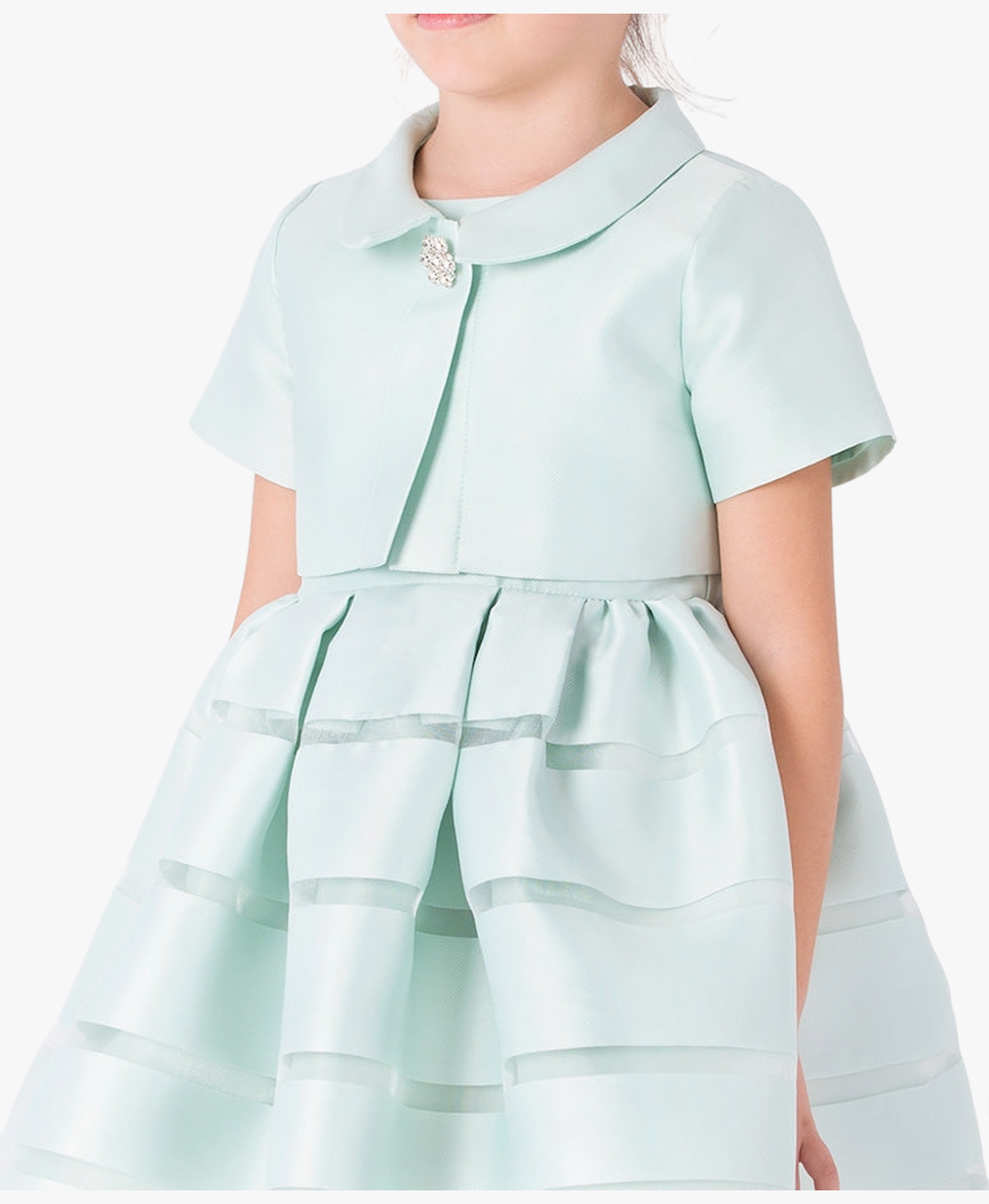 Pearl Aqua Satin Girls Dress made by Mama Luma