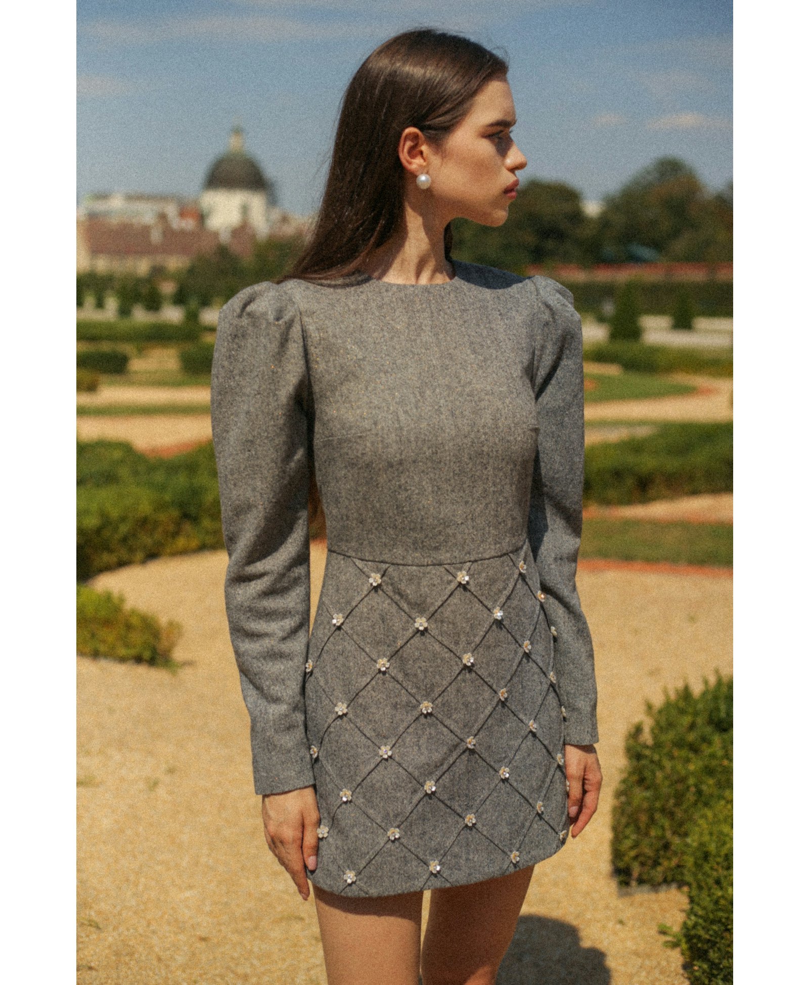 MINI DRESS with flower decorations made by Guranda