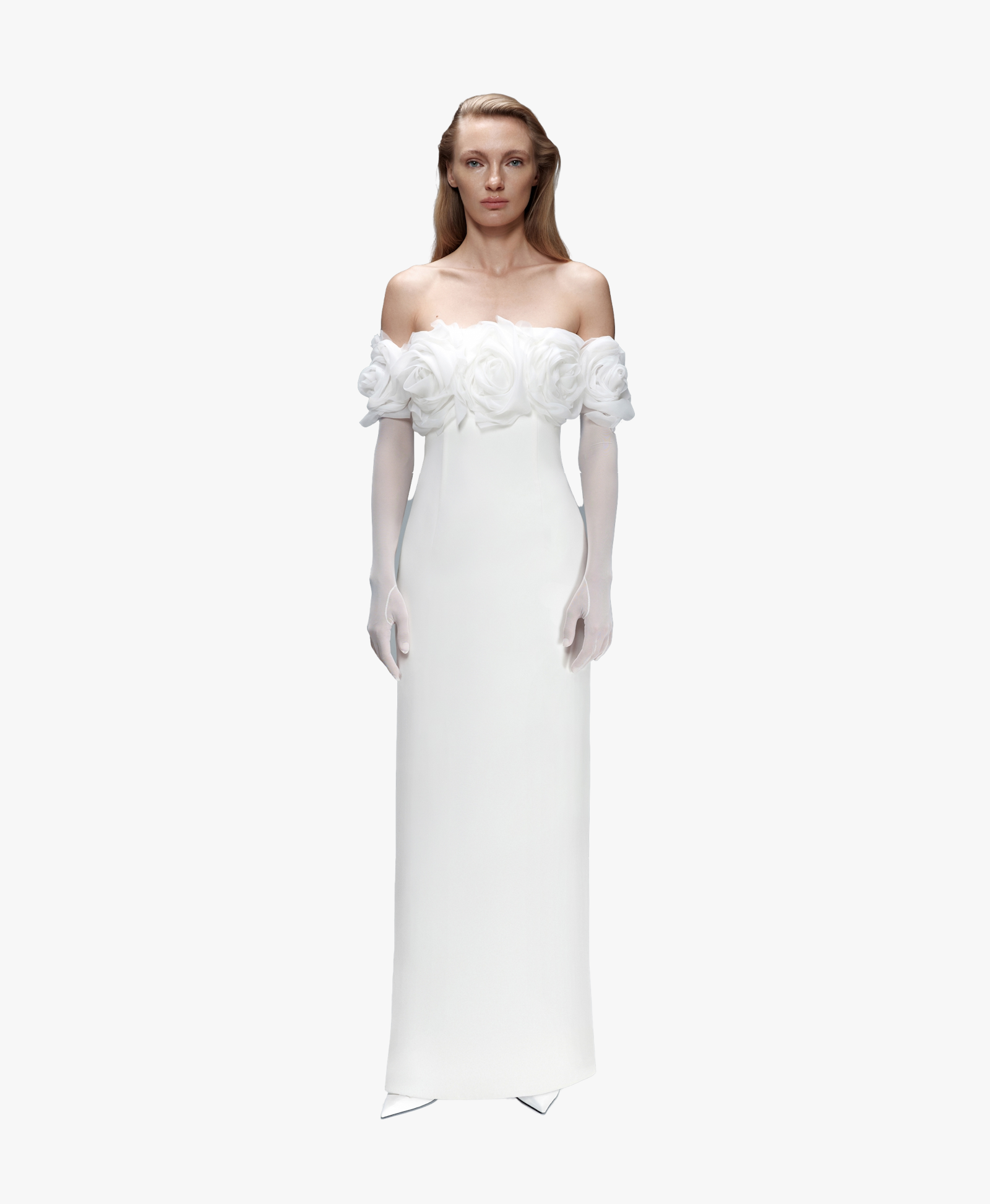 FLORAL-APPLIQUÉ CREPE MAXI DRESS made by NDS The Label