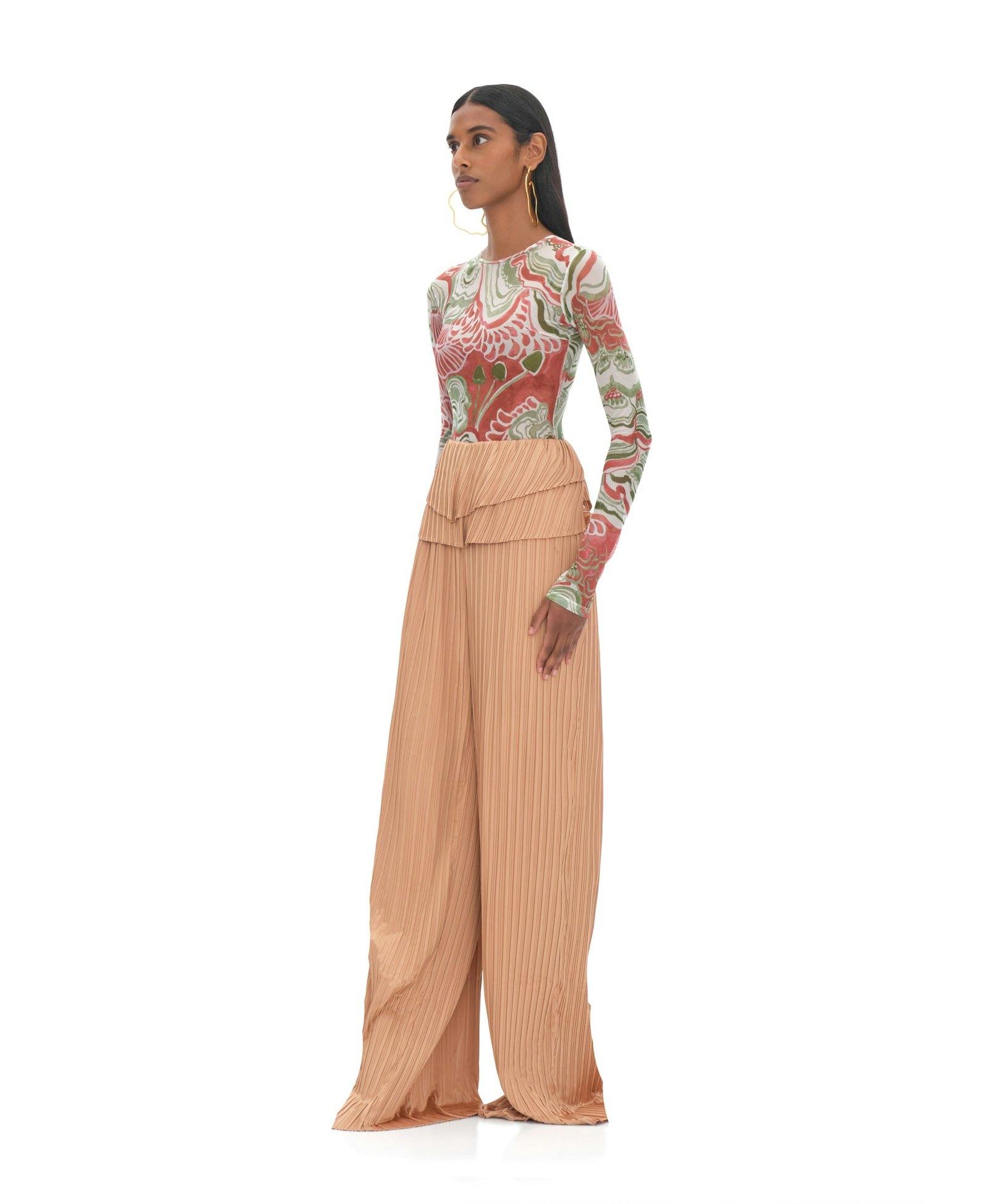 LINEA TOFFEE PLEATED PANTS made by Andrea Iyamah