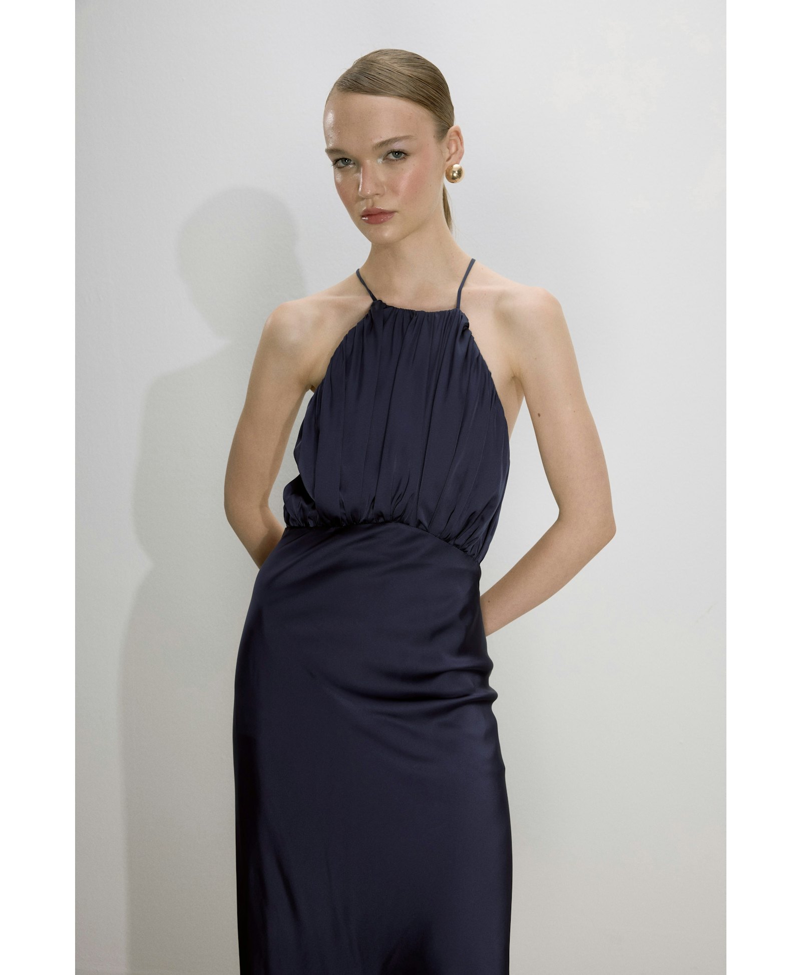 Reese Satin Dress Parisian Blue made by Nazli Ceren