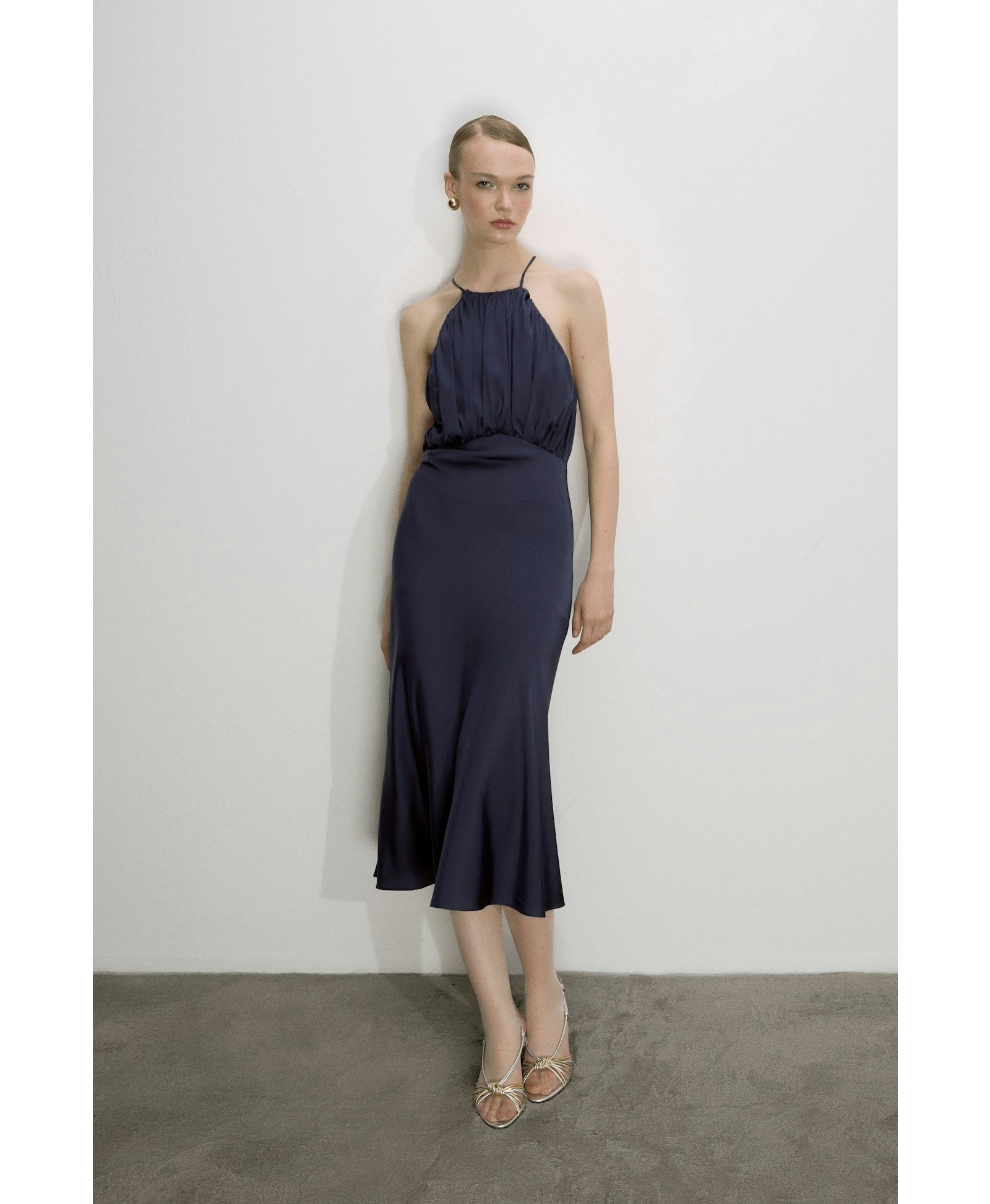 Reese Satin Dress Parisian Blue made by Nazli Ceren